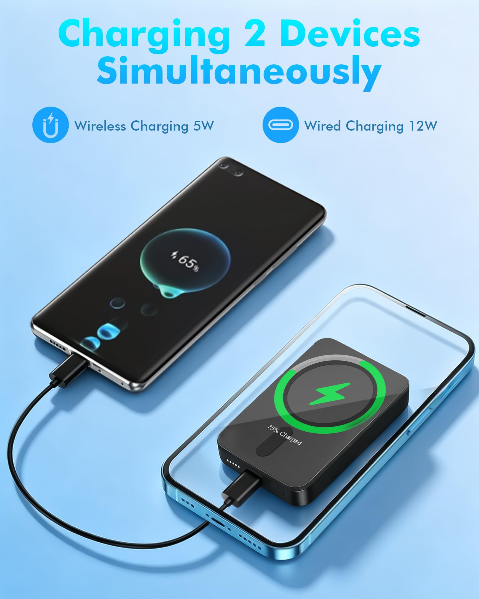 Miady Magnetic Portable Charger Power Bank for iPhone 5000mAh - Miady Official Product View 4