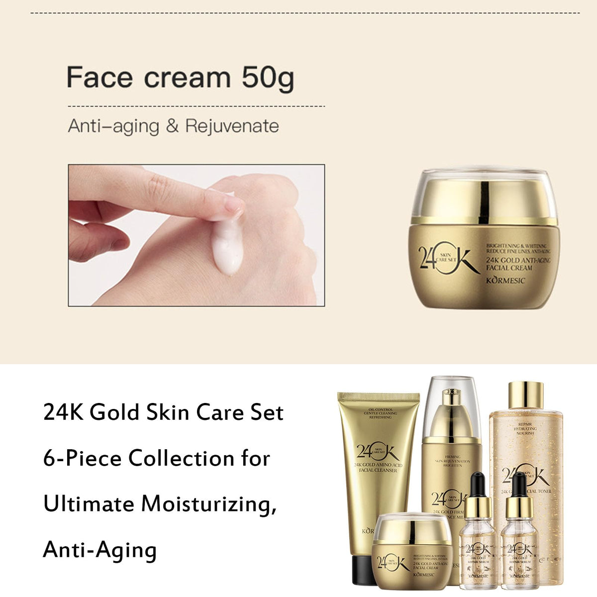 24K Gold Skin Care Set 6 Piece Collection 24K Skincare Set - CLY AMS Official Imagery - 6