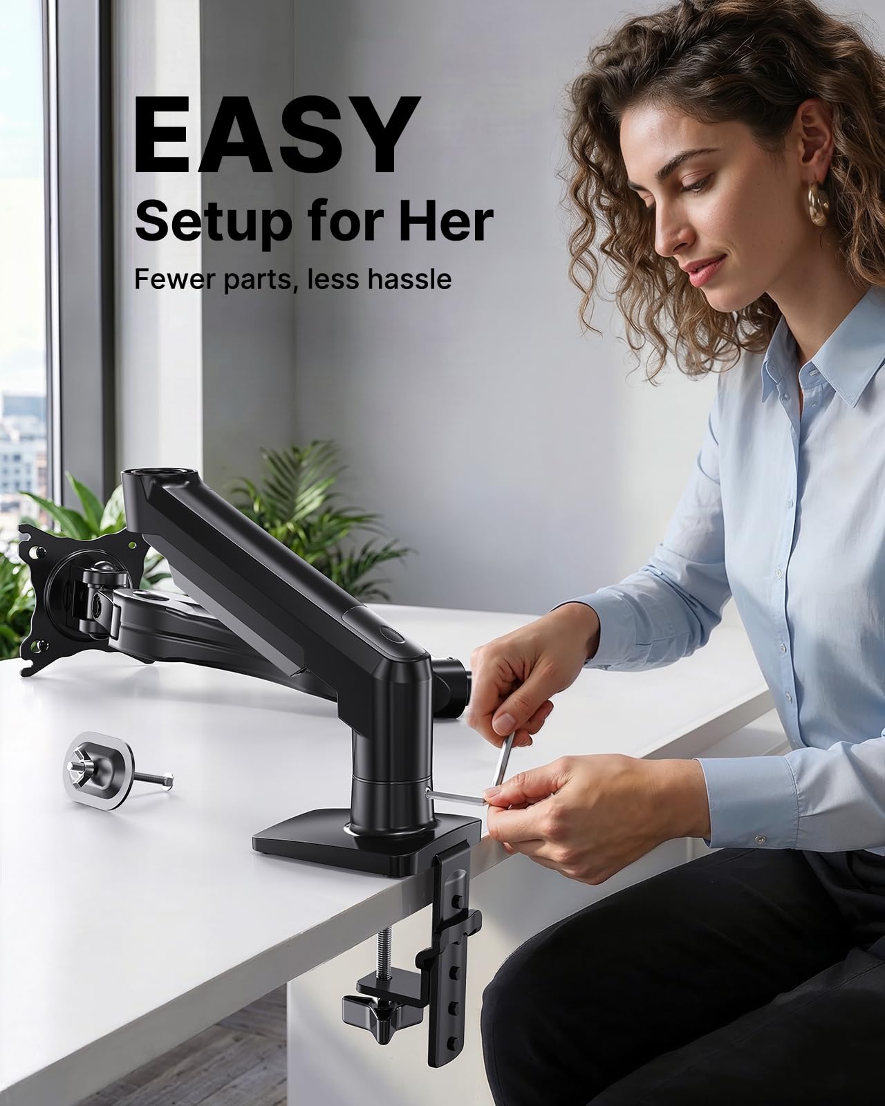 HUANUO FlowLift™ Single Monitor Mount, 13 to 32 Inch Monitor Arm, Adjustable Monitor Stand, Vesa Mount with Clamp and Grommet Base - Fits 4.4 to 19.8lbs LCD Computer Monitors