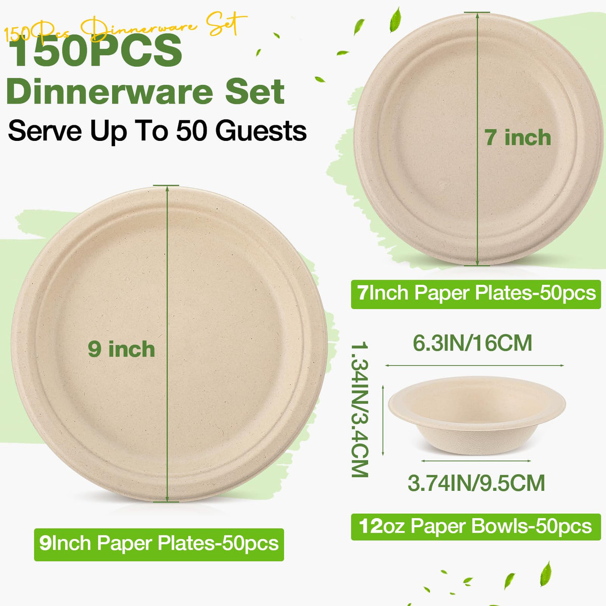 Havawish 150 Pcs Compostable Paper Plates and Bowls Set 7 - Havawish Official Imagery - 4