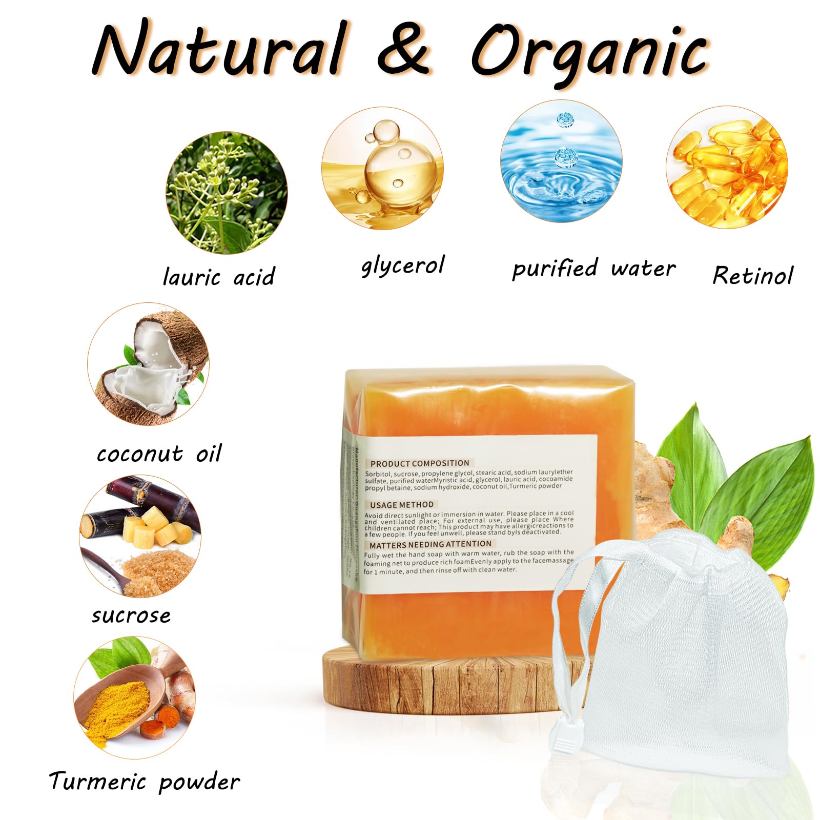 tovaginsh 3Packs Turmeric Soap Bar, Organic Tumeric Soap for Face and Body, - tovaginsh Official Product View 4