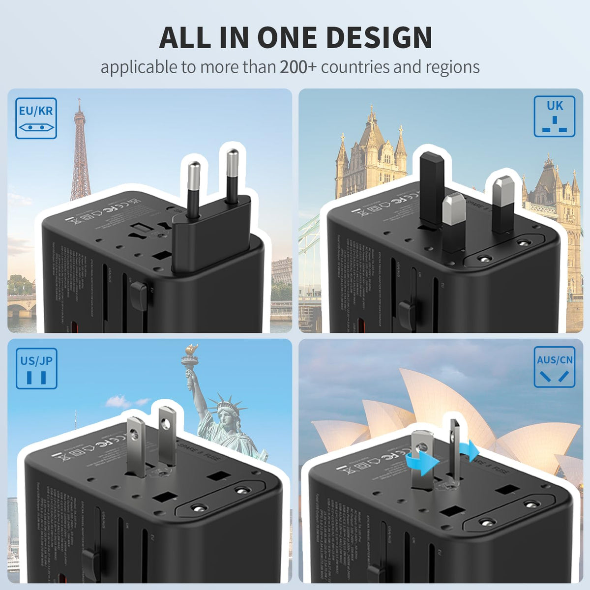 Epicka 70W GaN PD Universal Travel Adapter 3USB C 2USB A - EPICKA Official Imagery - 5