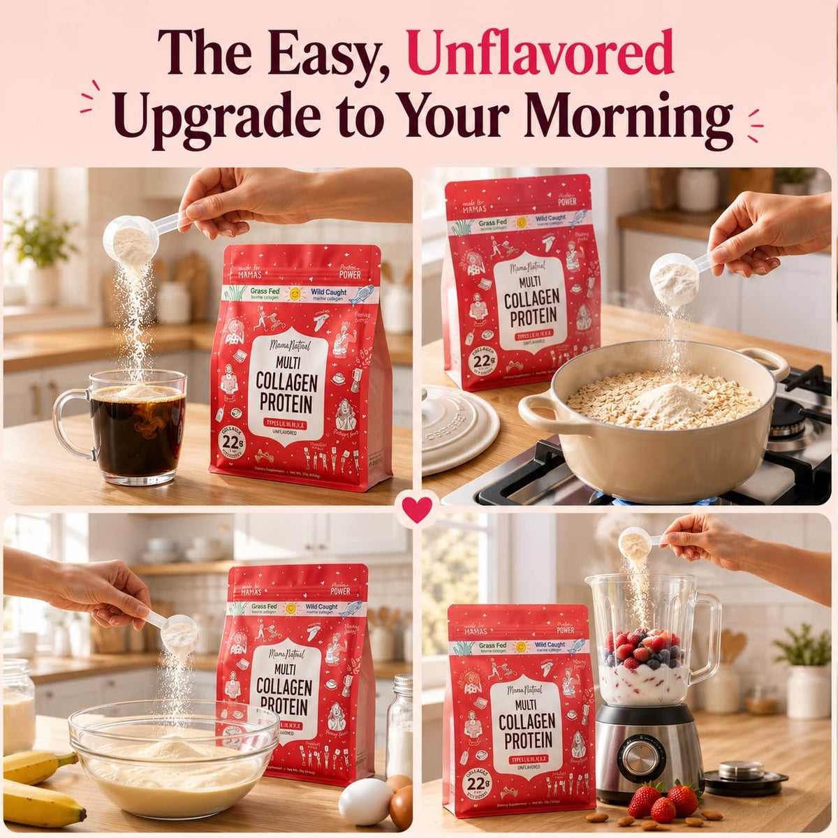 Multi Collagen Protein Powder Type I II III IV V X - Mama Natural Official Imagery - 7