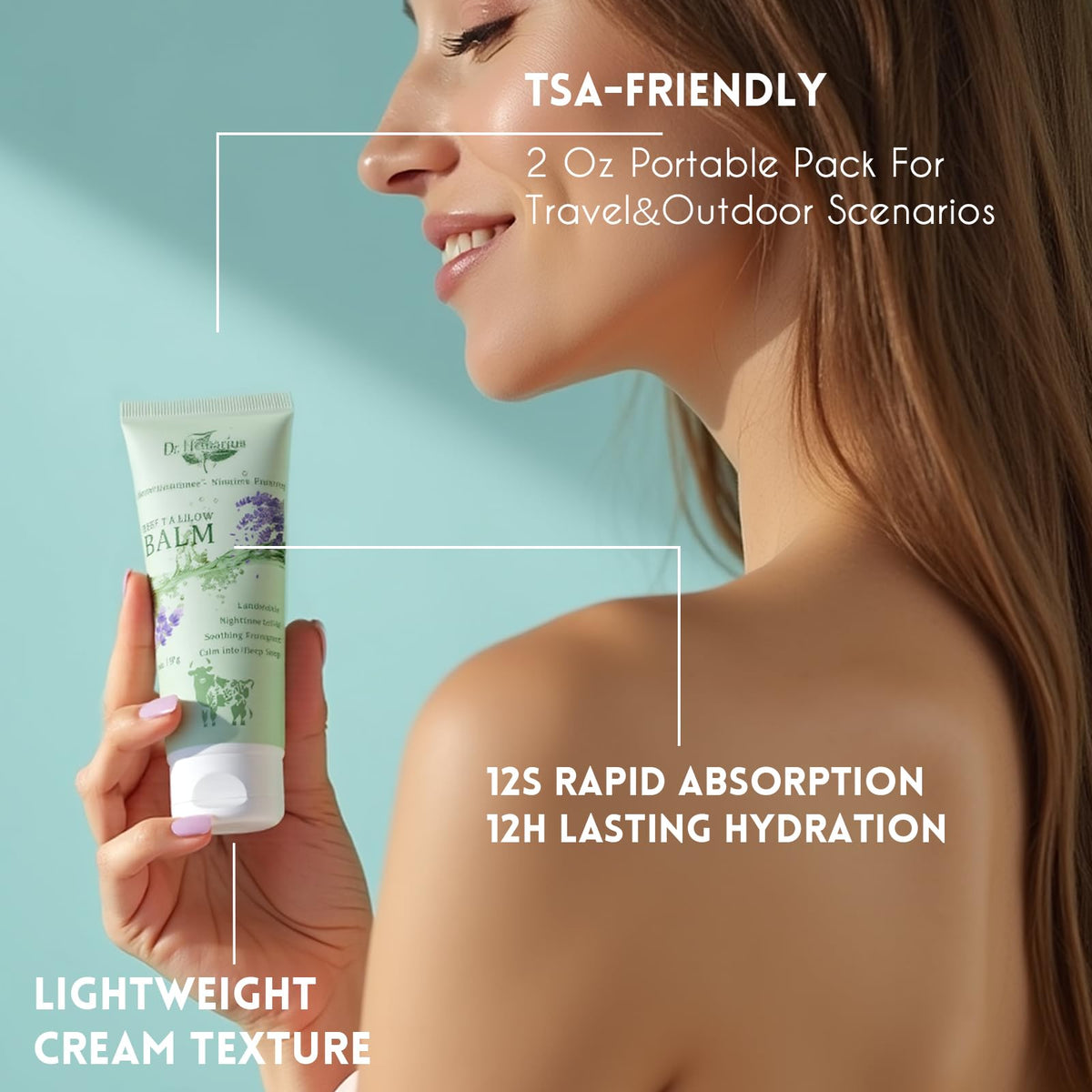 Organic Grass Fed Beef Tallow for Skin 3 In 1 Travel Size - Dr.Herbarius Official Imagery - 5