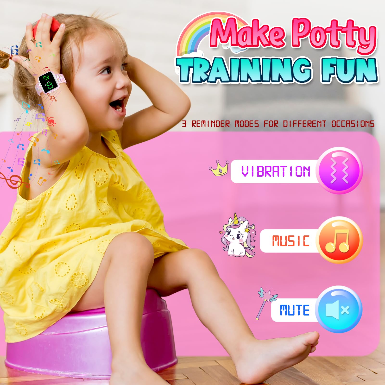 Etuwoe Potty Training Watch for Toddler Girls: Adjustable Volume Potty - View 3