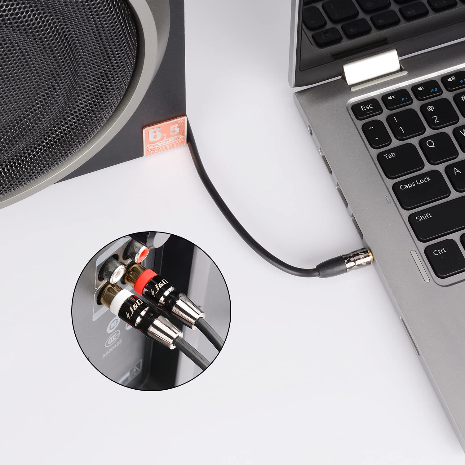 J&D 3.5 mm to Dual RCA Male Stereo Audio Cable, Heavy Duty RCA Ca by J&D - Angle View 6