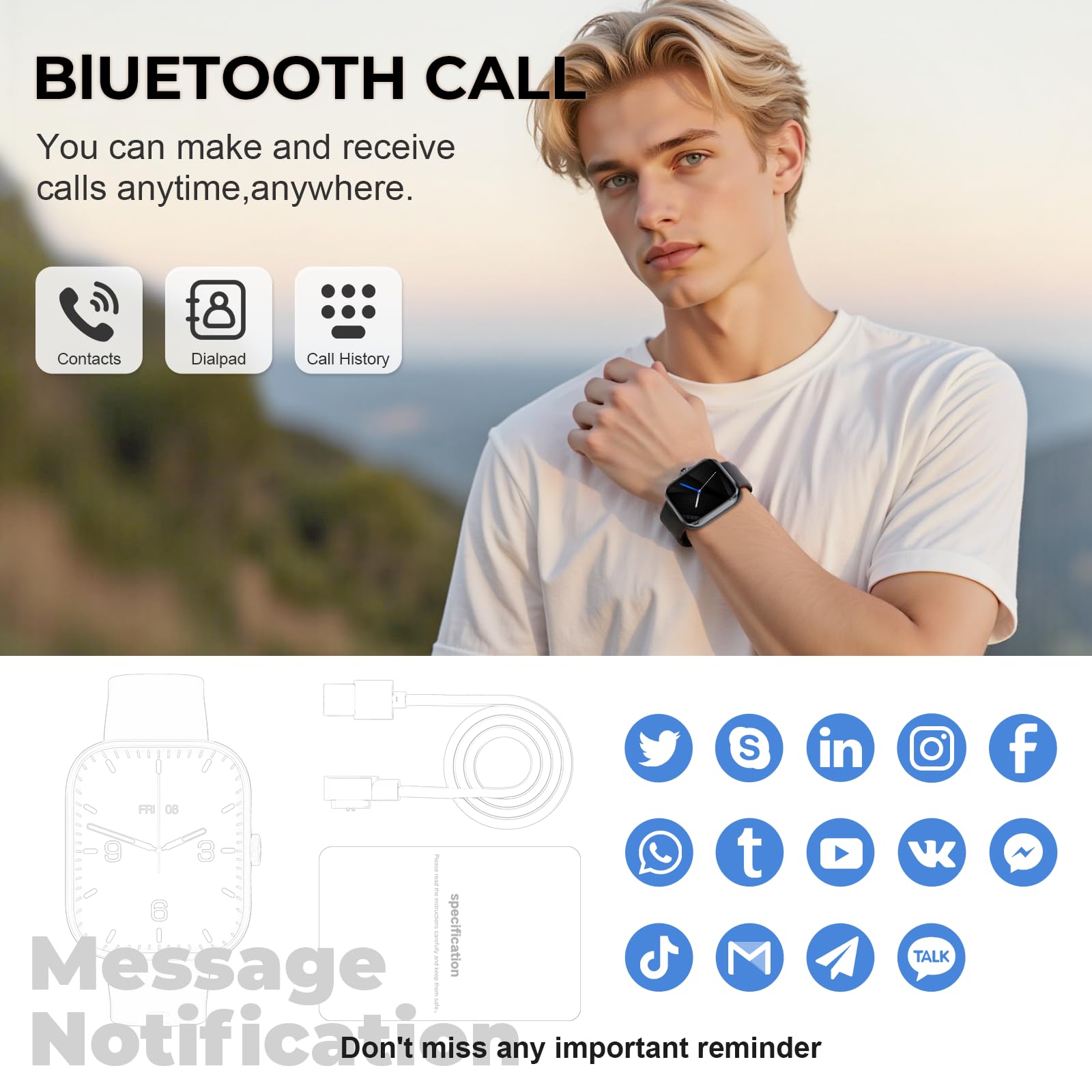 MFVLP Smart Watch for Men, Bluetooth Call, 1.83" Fitness Watch for And - View 2