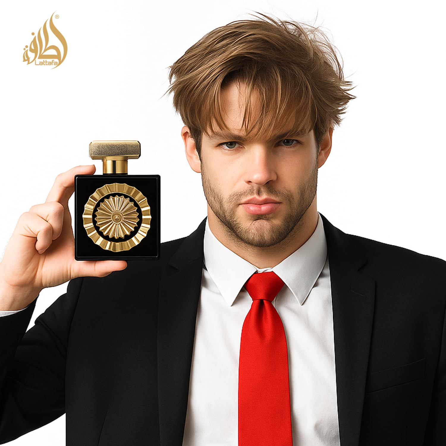 Lattafa Nebras unisex Eau de Parfum spray, 3.4 ounces, featuring a sleek glass bottle with a silver cap and elegant fragrance design.