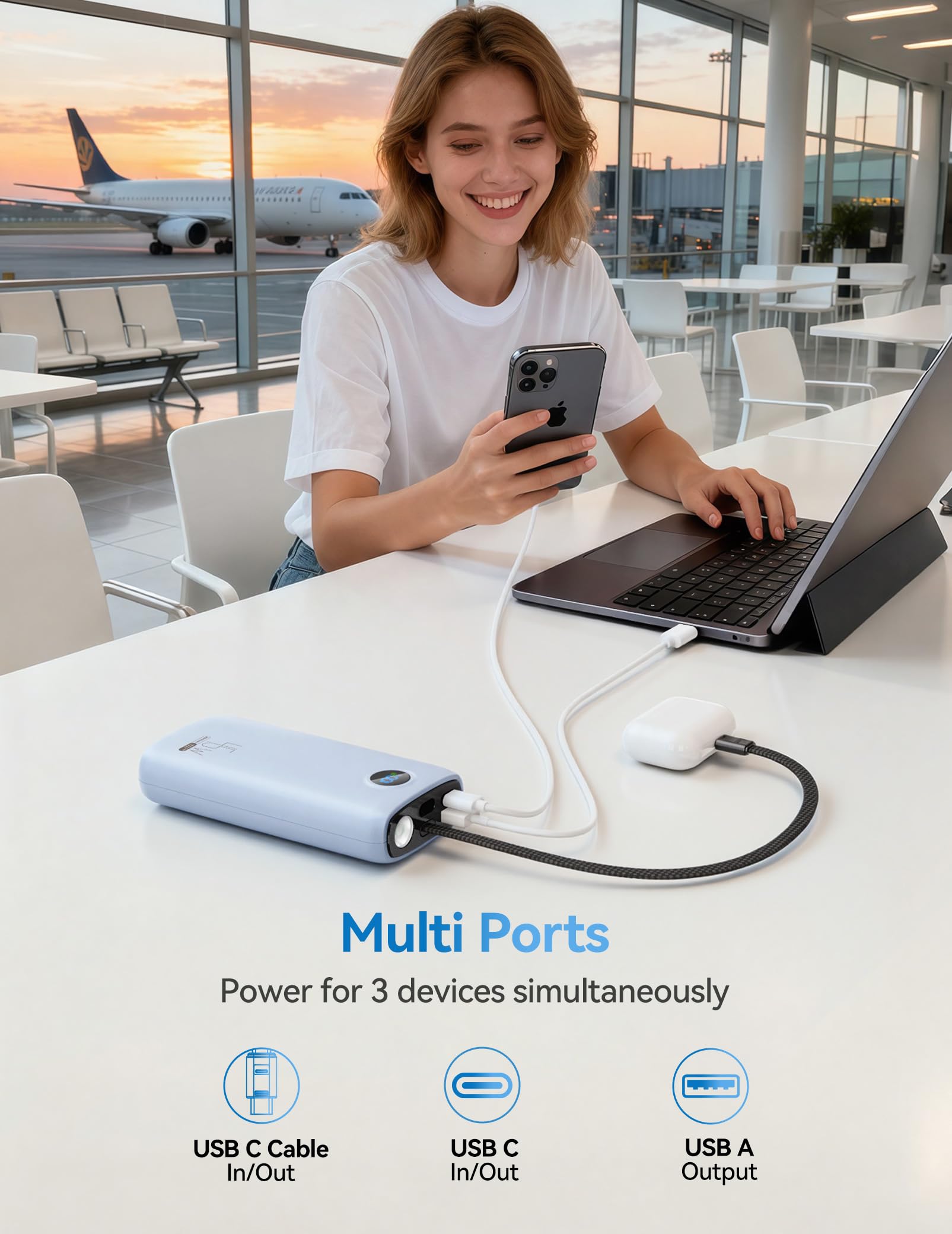 Portable Charger 20000mAh 45W Built in USB C Cable 3W - DIAMUAR Official Imagery - 6