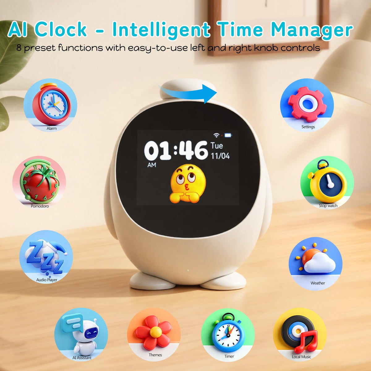 Smart Alarm Clock for Kids with AI Voice Time Management - JAHUYU Official Imagery - 3