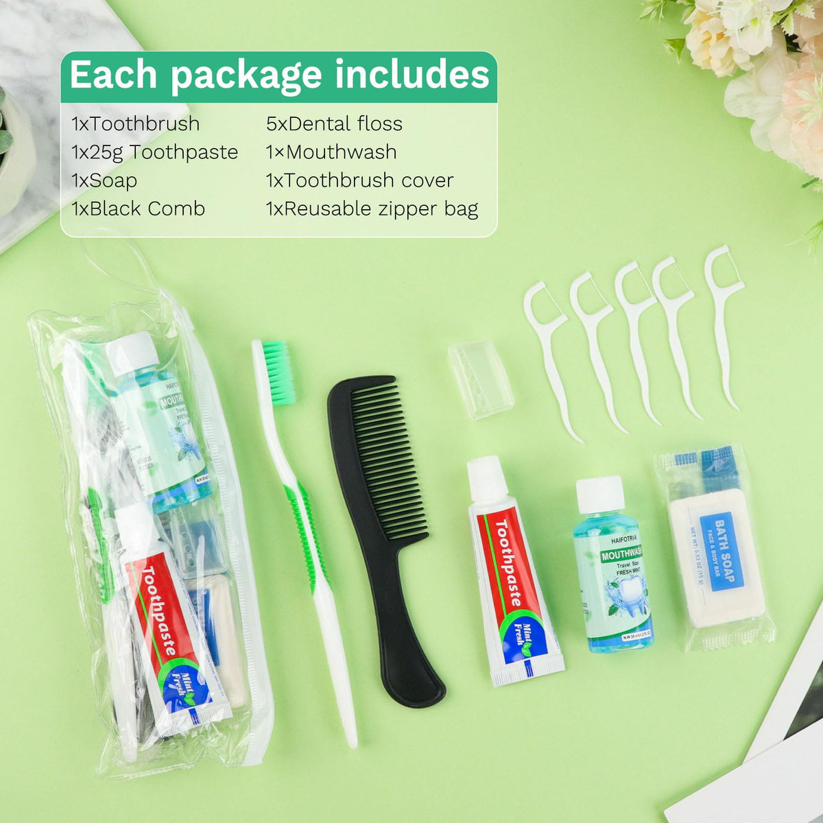 30 Set Personal Hygiene Kit Bulk 8 in 1 Travel Toothbrush - HAIFOTRVA Official Imagery - 8