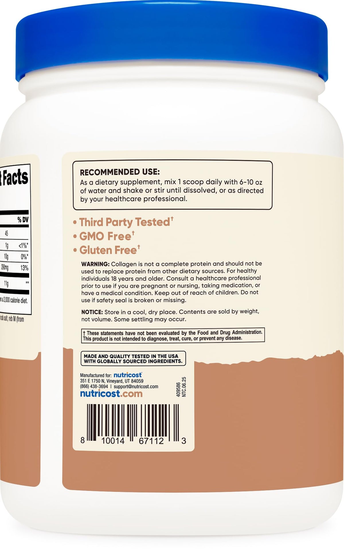 Nutricost Collagen Peptides Powder 1LB Salted Caramel - Nutricost Official Imagery - 5