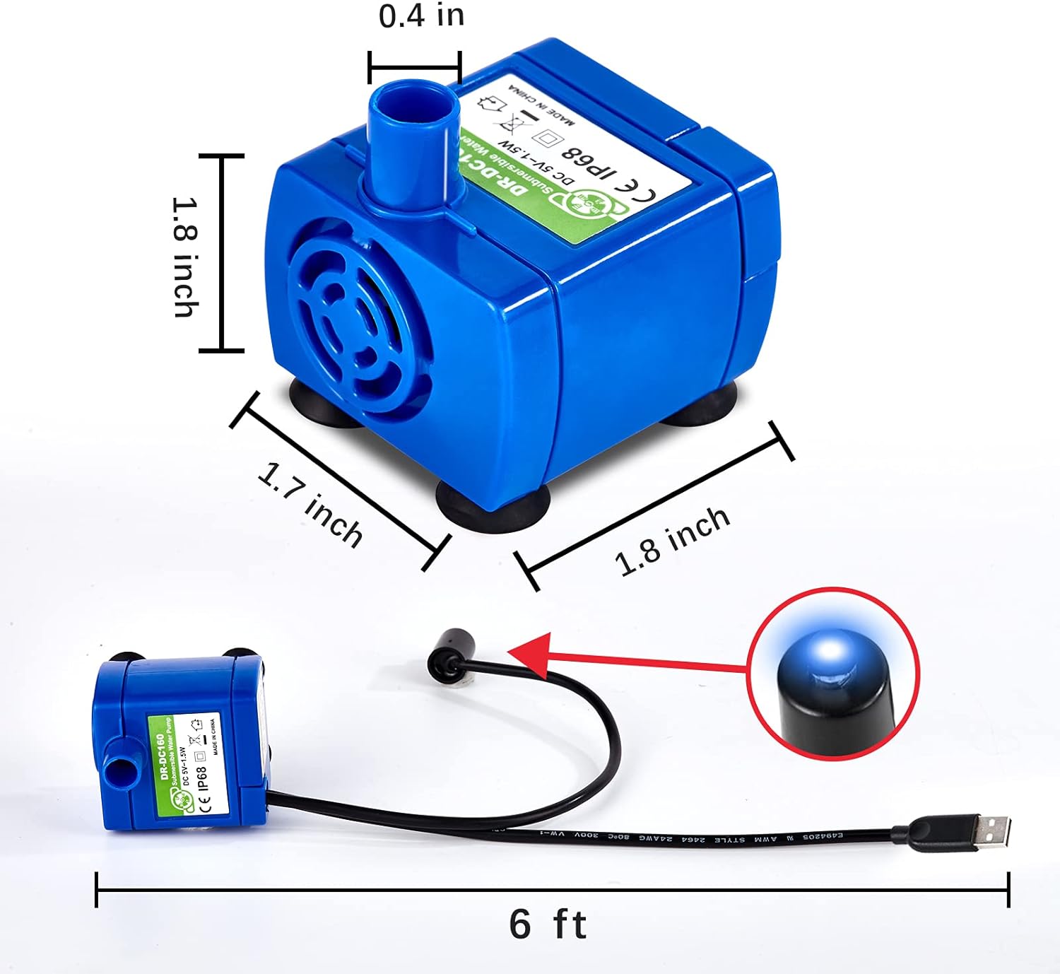 Monsin Cat Water Fountain Pump, DR-DC160 motor replacement for round, cubic, flower cap pet water fountains, compact and efficient.