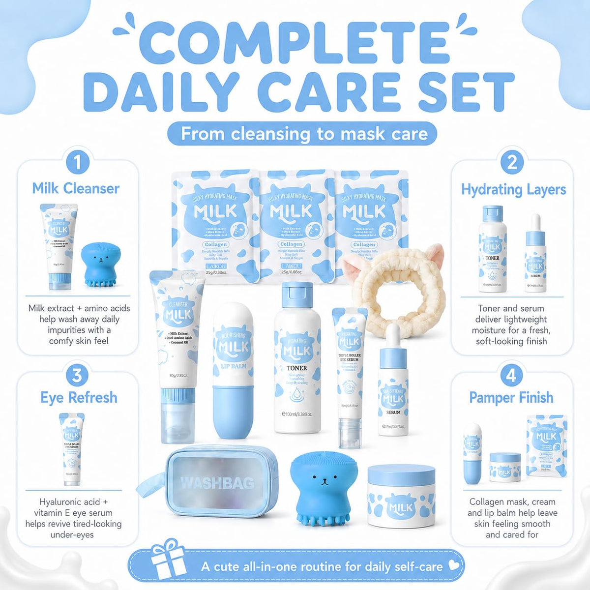 12 PCS Milk Skincare For Kids Girls Skin Care For Kids Age 8 - MrCuvaryas Official Imagery - 3