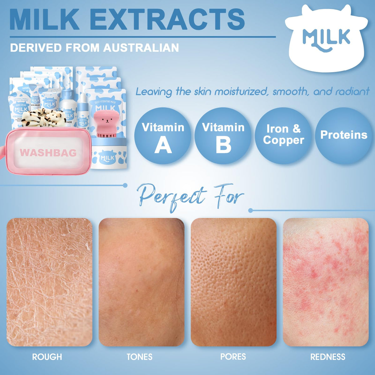 Milk Skin Care for Kids Ages 8 12 15 IN 1 Moisturizing - iYoway Official Imagery - 7