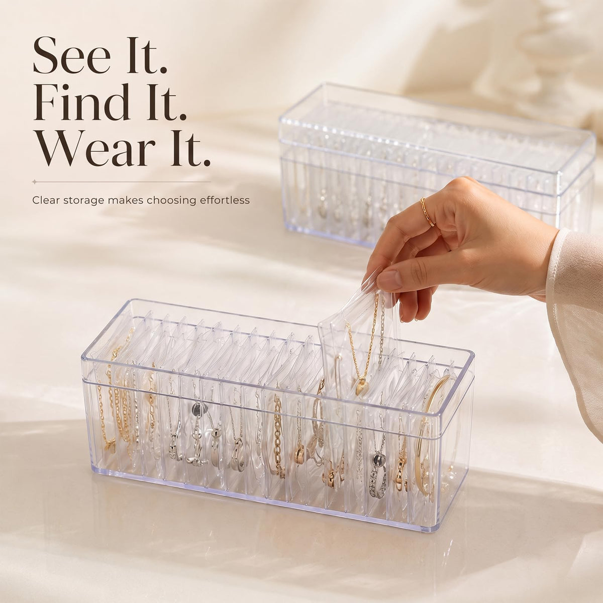 Jewelry Organizer Box 2 Pack Travel Case 40 Pcs Storage Bags - CINDALOG Official Imagery - 8