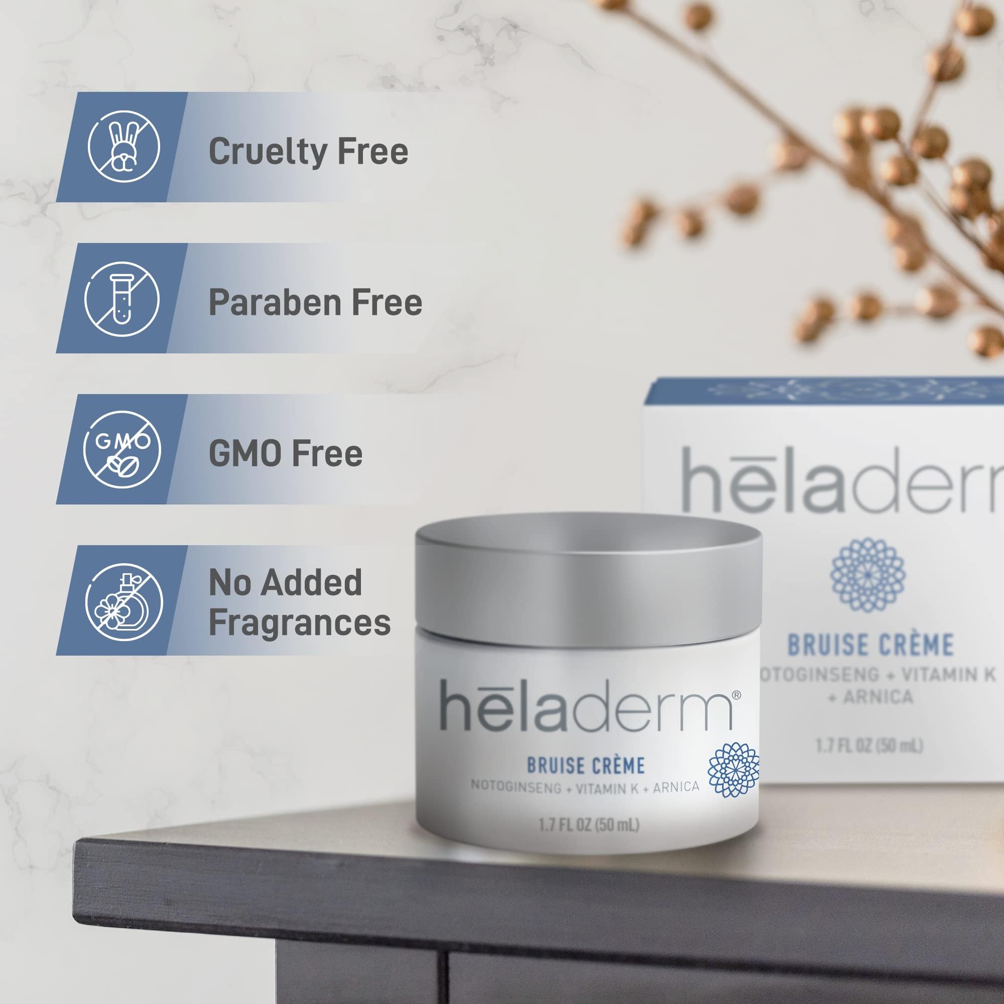 Heladerm Arnica Oil Bruise Cream Extra Strength (Fast Healing) - Bruise Cream for Seniors - Targeted Care to Help Restore Skin’s Vitality, Arnica for Bruising and Swelling - 50mL