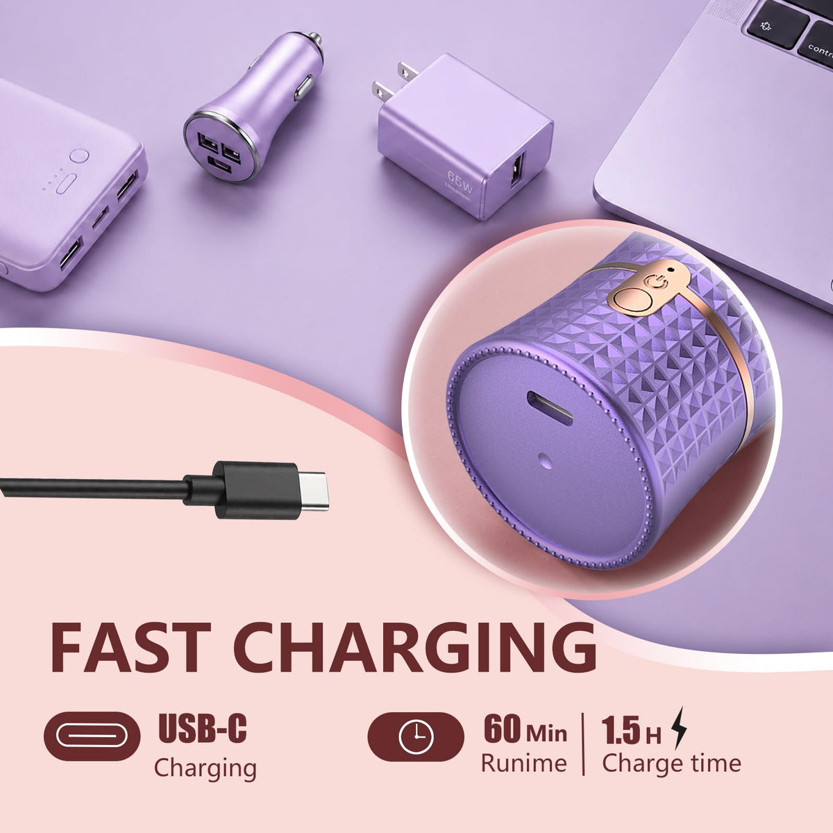 Travel Shaver for Women Cordless USB C Rechargeable Hair - Beclerpur Official Imagery - 5