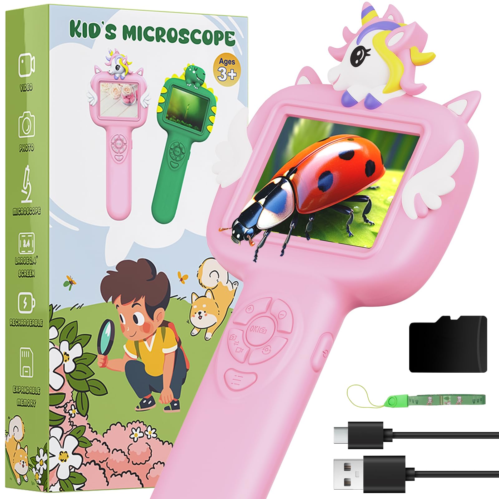 Wonovate Microscope for Kids Gifts Toys Science, Mini Handheld Digital - View 1