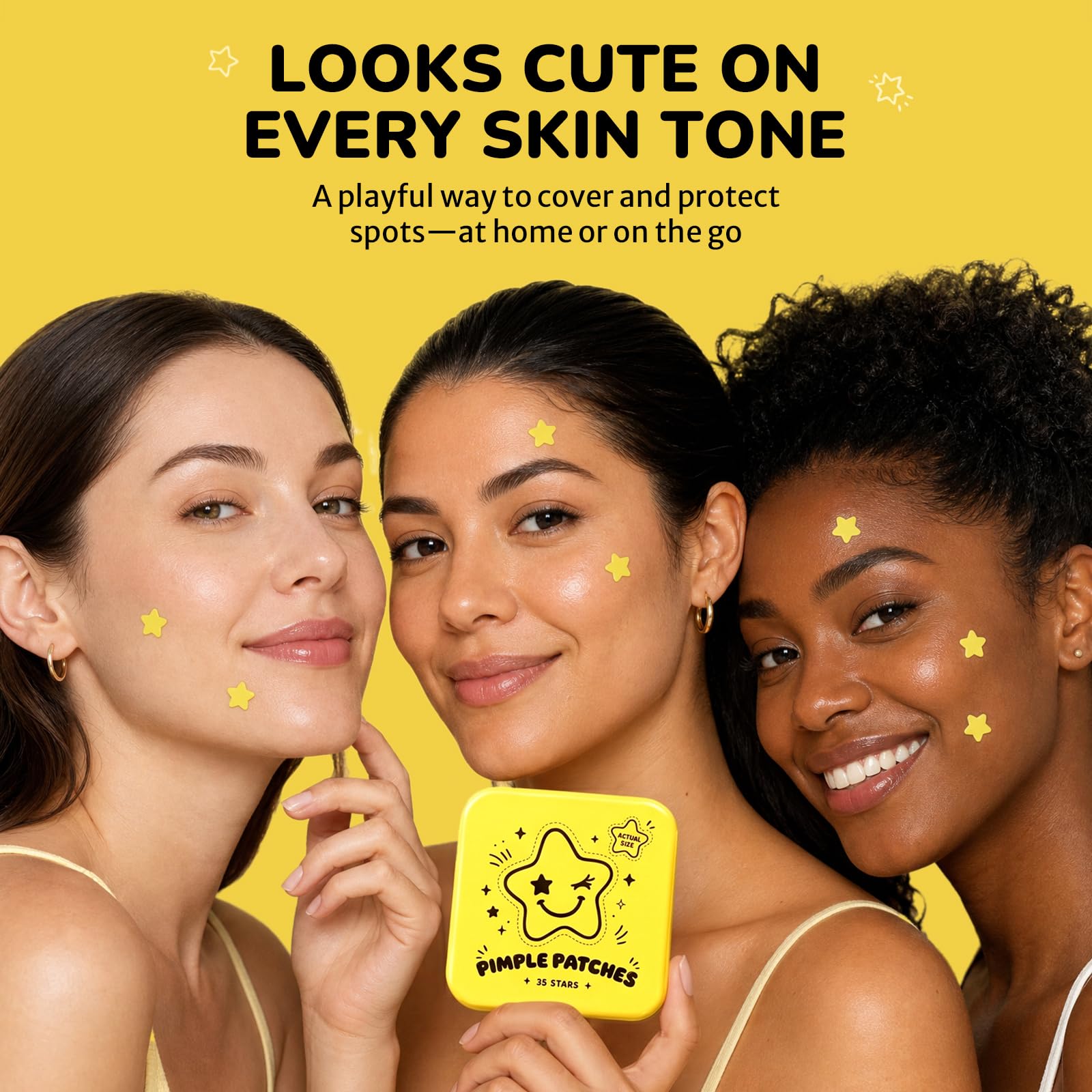 Star Pimple Patches with Yellow Mirror Compact, Hydrocolloid - Vosteovip