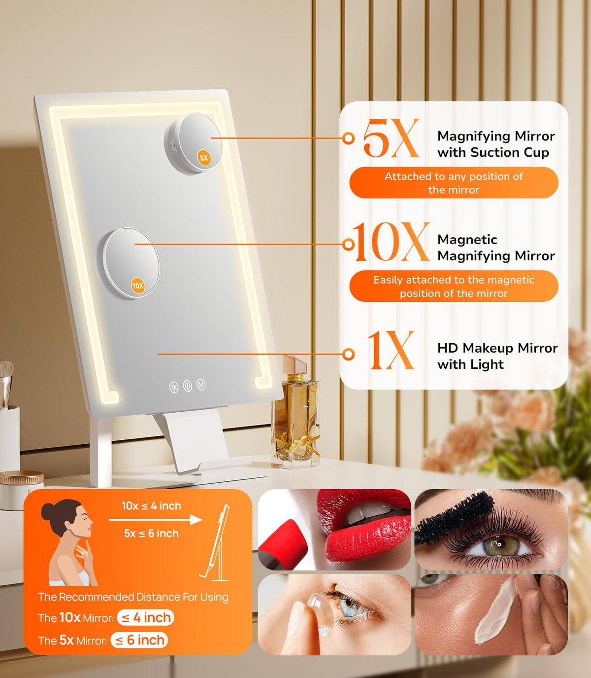 Gospire Hollywood Lighted Makeup Mirror 4000mAh Rechargeable - Gospire Official Imagery - 4