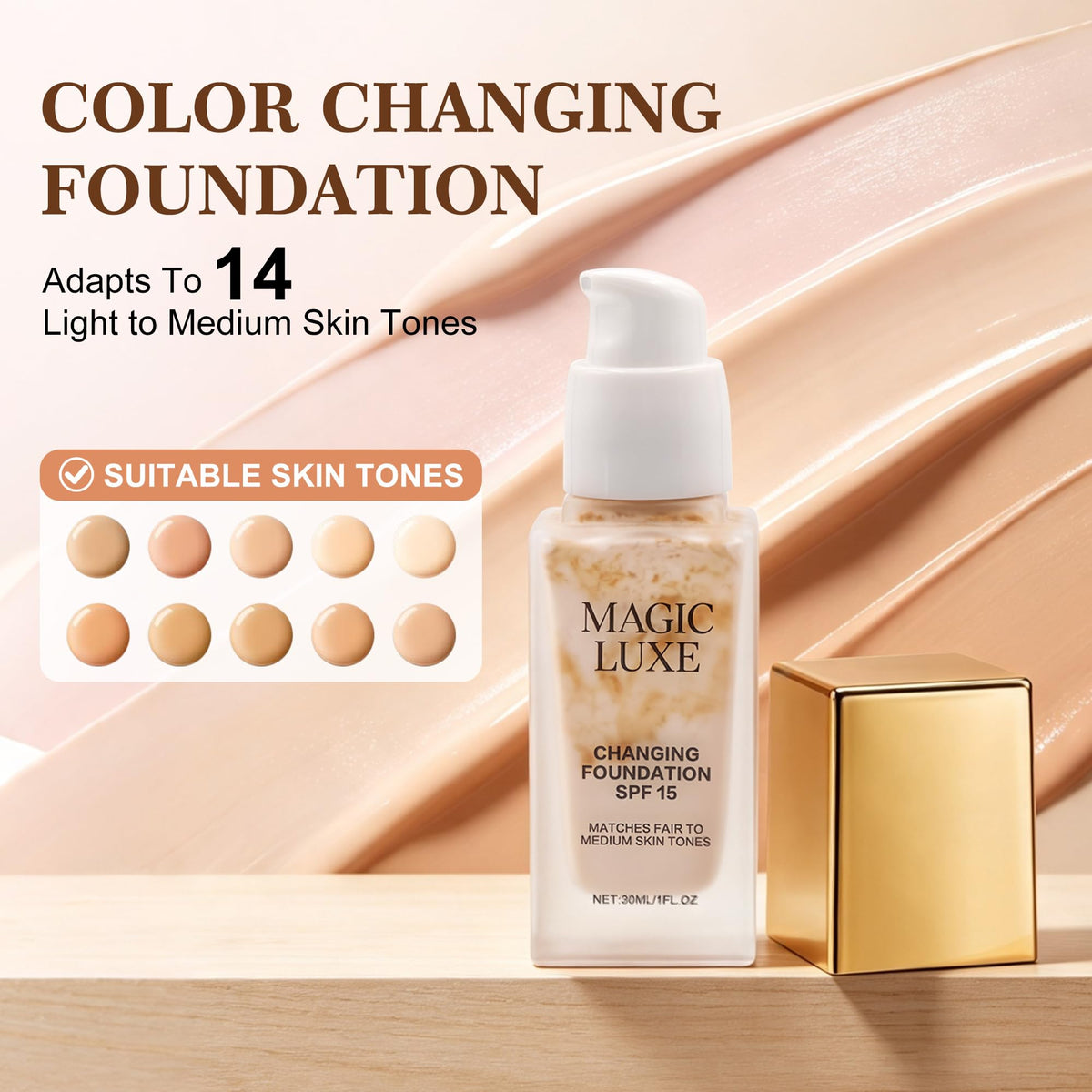 Color Changing Foundation for Mature Skin Color Shade - MAGIC LUXE OIL Official Imagery - 5