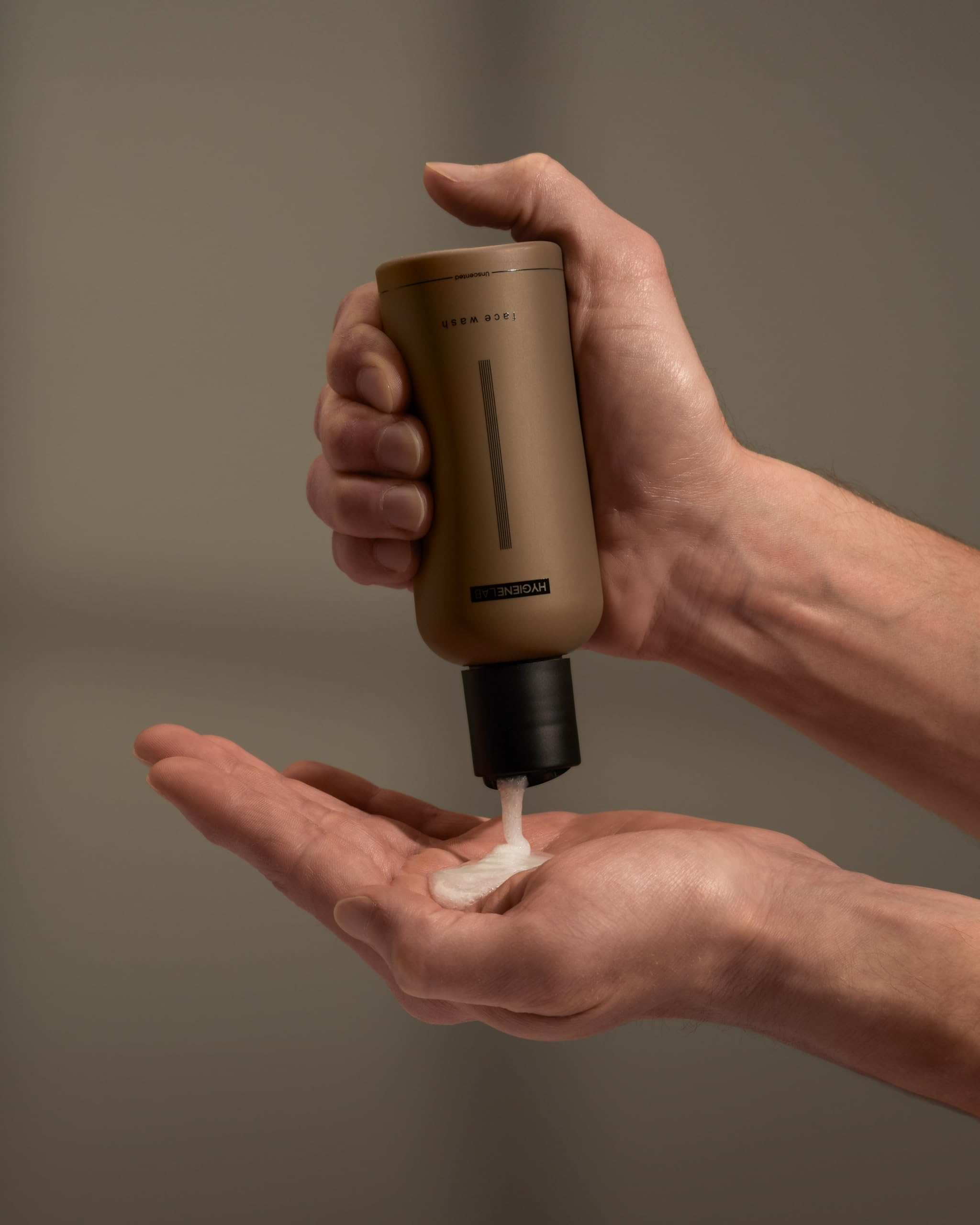 HygieneLab Face Wash EWG Verified gentle hydrating cleanser in a clear pump bottle, suitable for sensitive skin.
