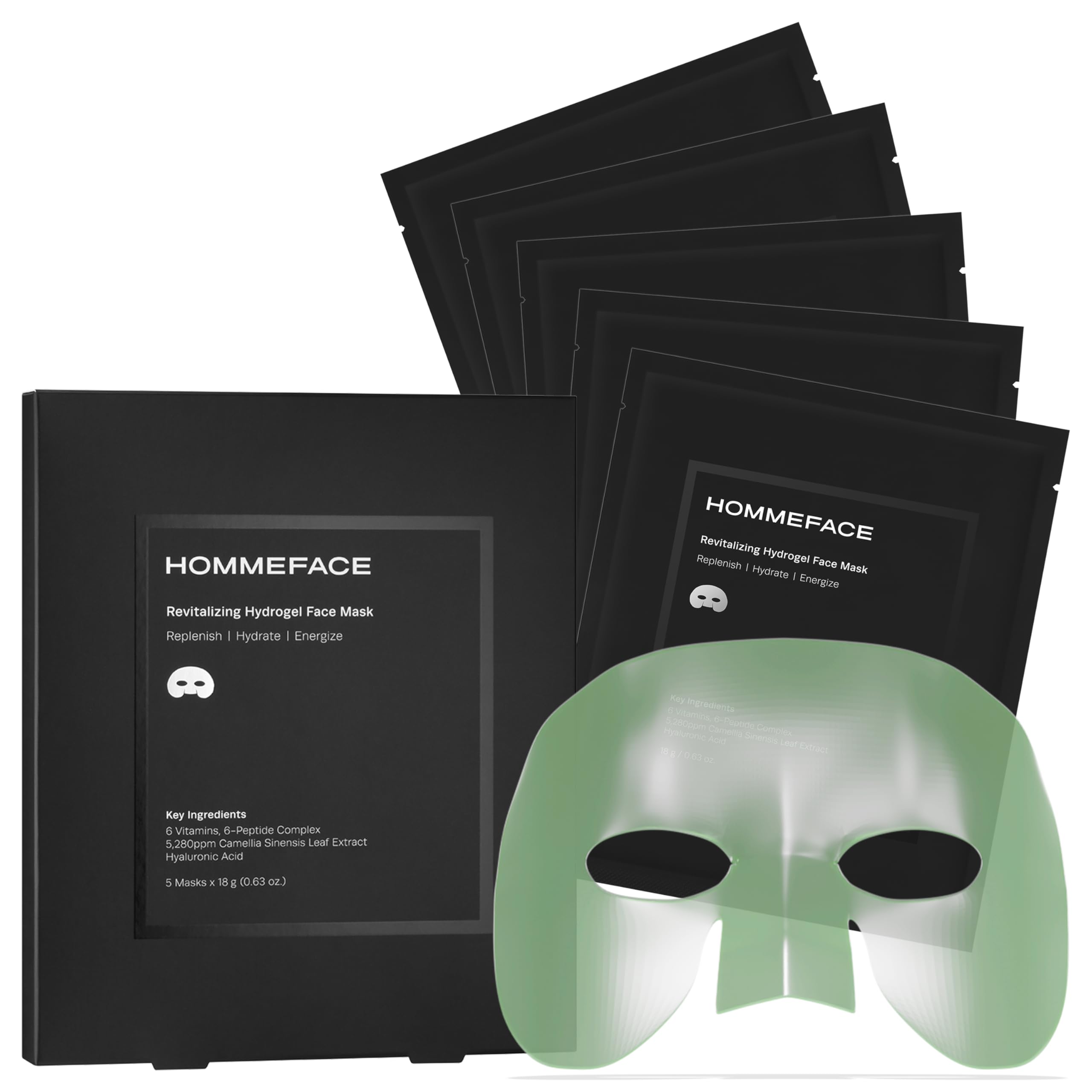 Men’s Revitalizing Hydrogel Face Sheet Mask Set, 5ct. - Product Imagery