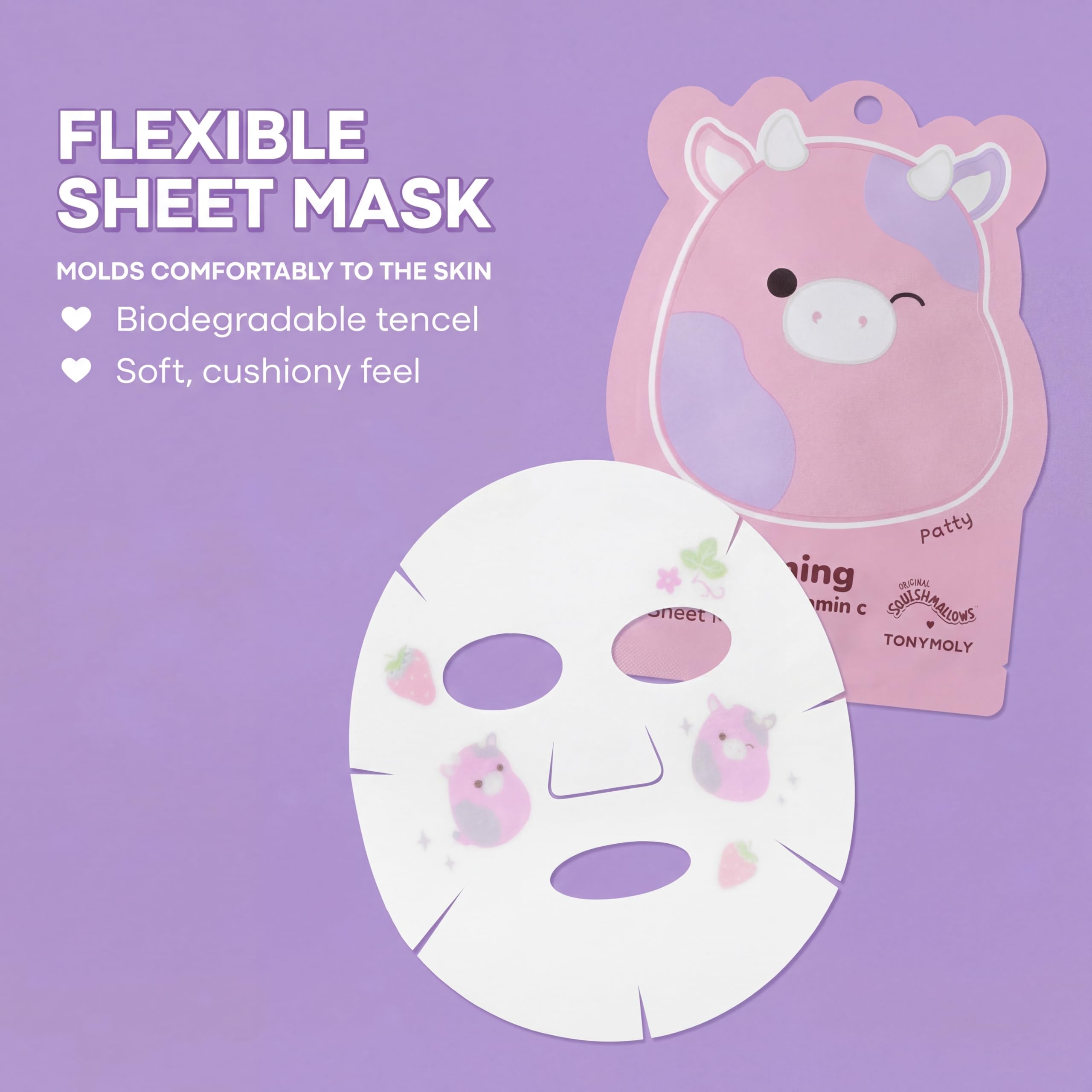 TONYMOLY x Squishmallows Patty the Cow Brightening Korean Face - TONYMOLY