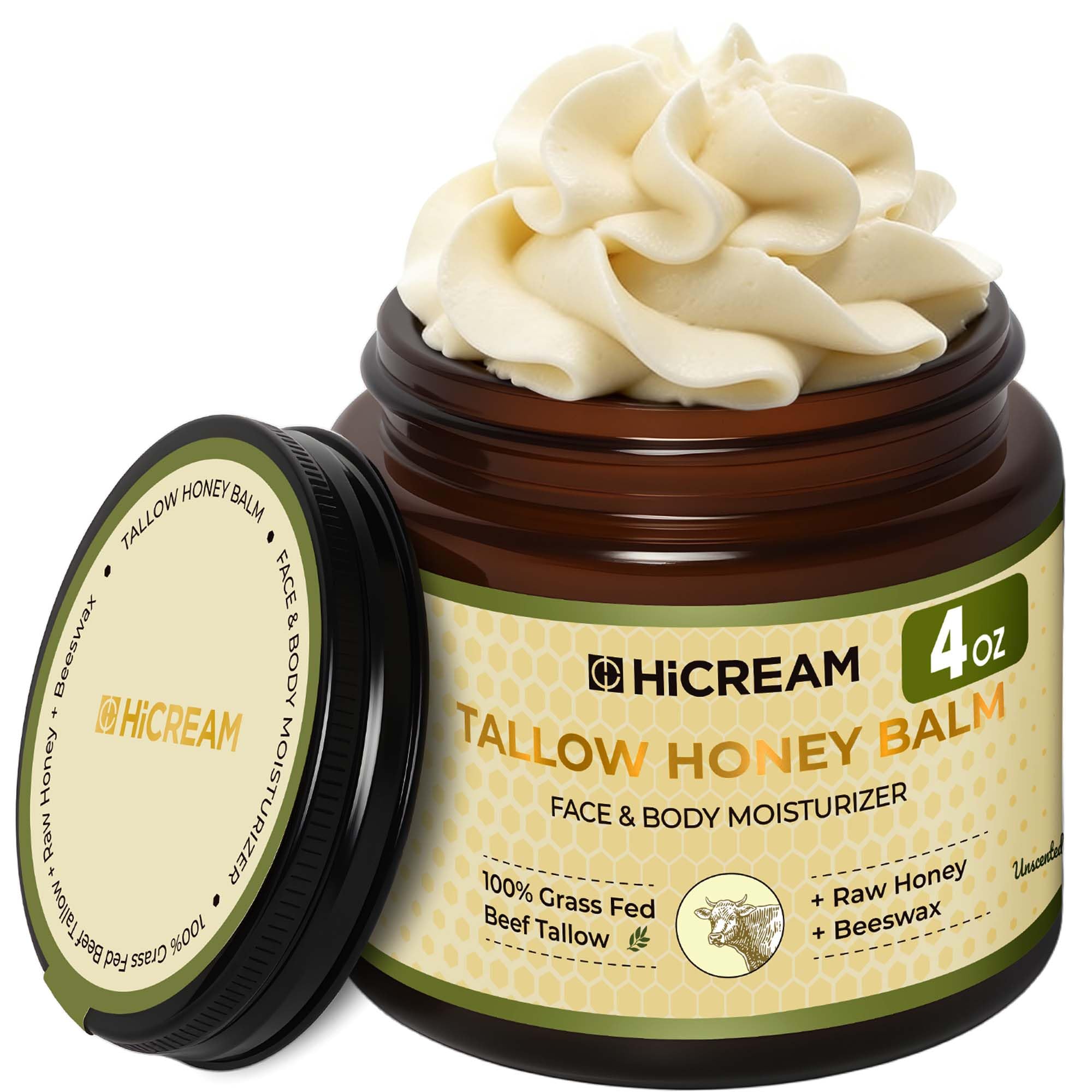 Hicream Beef Tallow for Skin, Beef Tallow and Honey Balm, 100% Or - Hicream Official Product View 2
