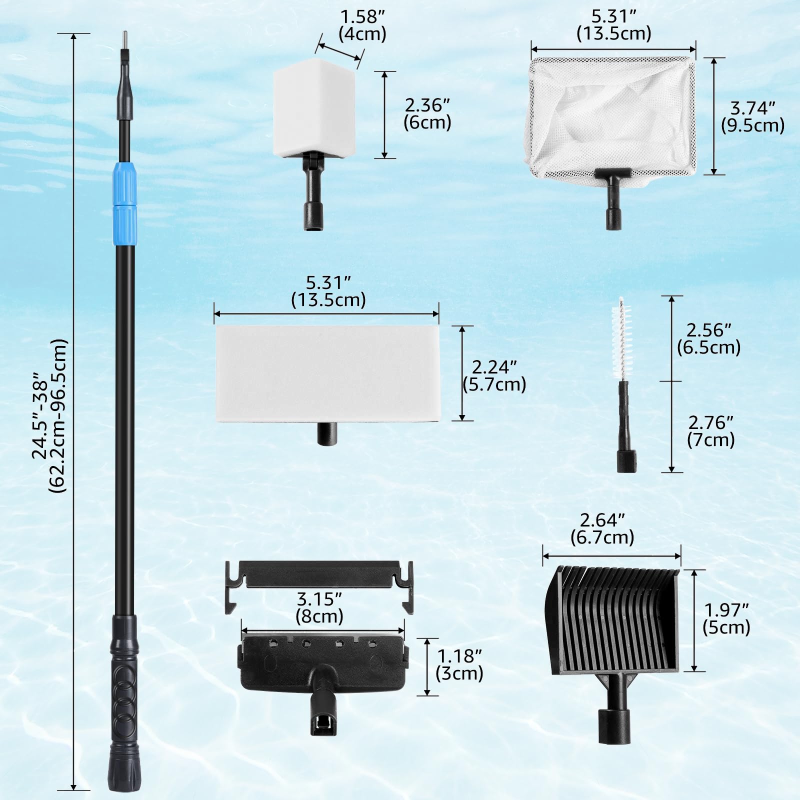 AquaMiracle 6 in 1 Aquarium Cleaning Tool Kit Fish Tank Cleaning - AquaMiracle Official Product View 6