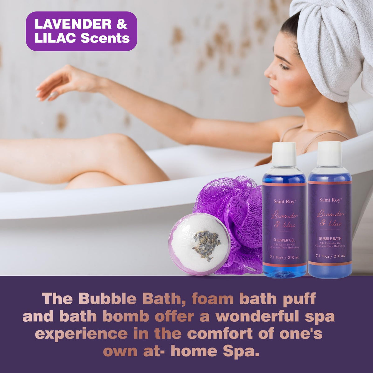 25Pcs Lavender Bath and Body Gift Basket Hydrating Skin Care - Saint Roy Official Imagery - 8