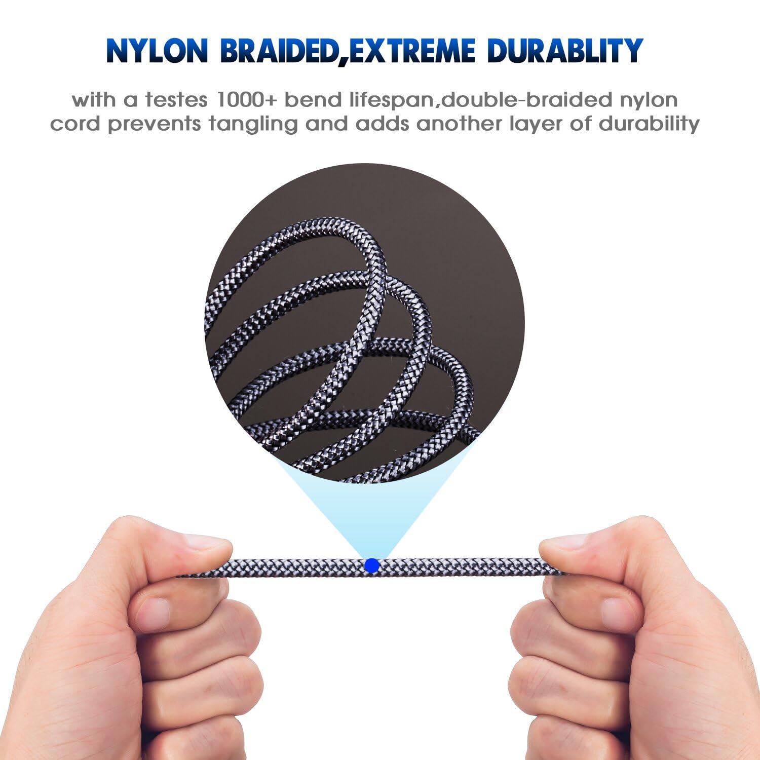 Tan QY 3.5mm Nylon Braided Aux Cable 30Ft, Audio Auxiliary Input by Tan QY - Angle View 4
