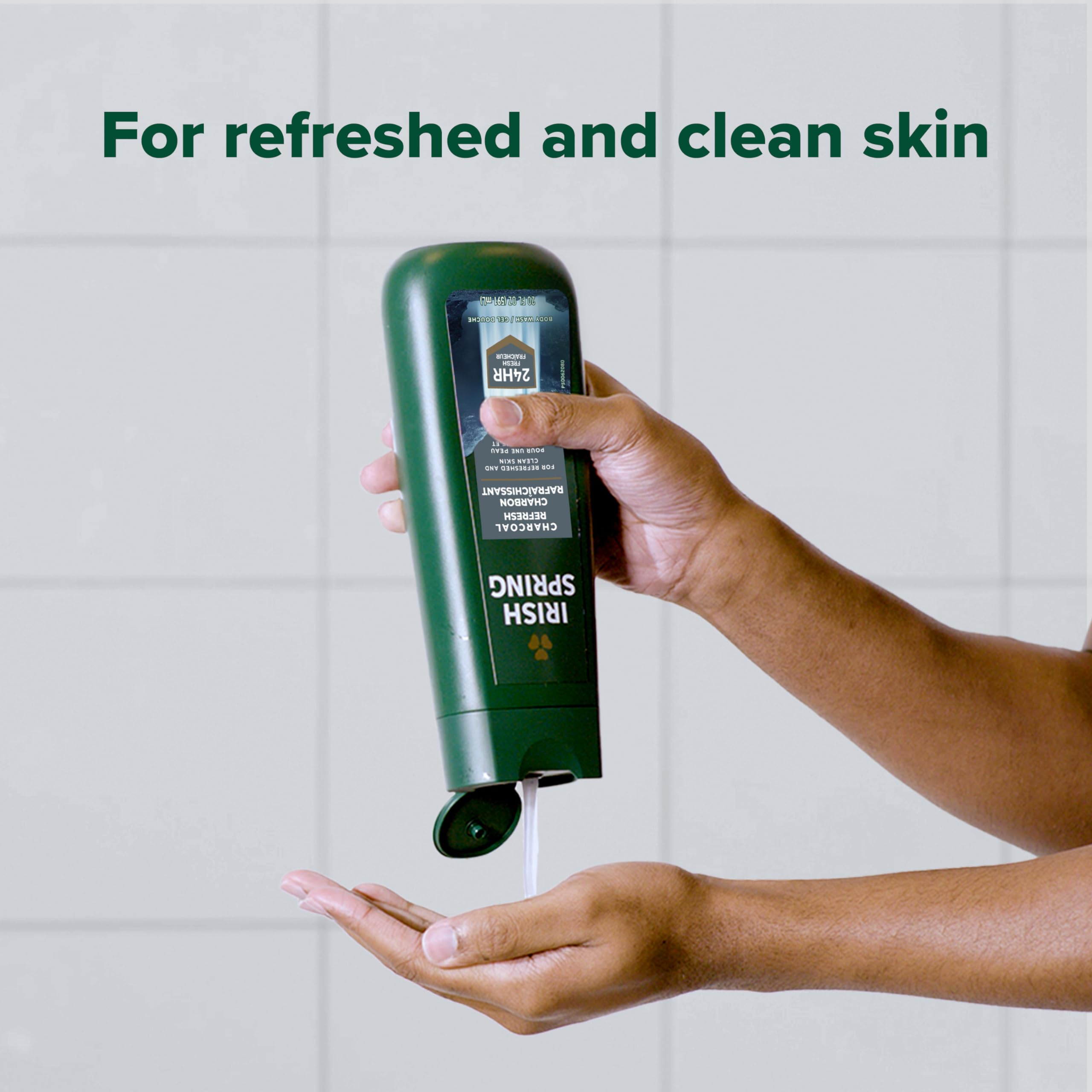 Irish Spring Men's Body Wash Shower Gel, Charcoal Refresh, 20 Fl Oz (Pack of 4)