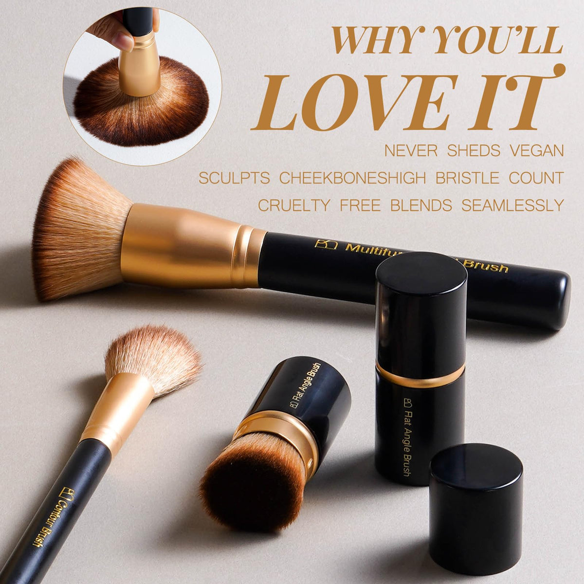 BS MALL Makeup Brushes Set with Kabuki Powder Eyeshadow - BS-MALL Official Imagery - 5