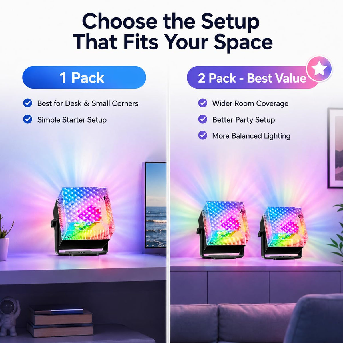 2 Pack Party Lights Disco LED Lights Sound Activated with - BUCLHOZ Official Imagery - 7