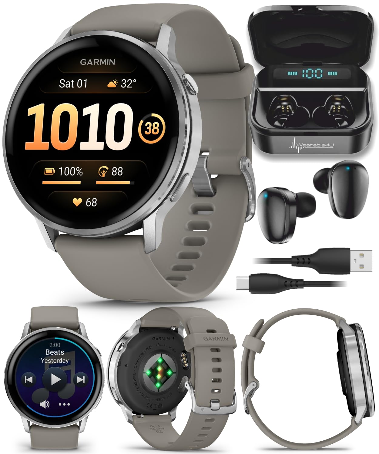 Garmin Venu 4 45mm AMOLED Advanced Health & Fitness GPS Smartwatch, Br - View 1