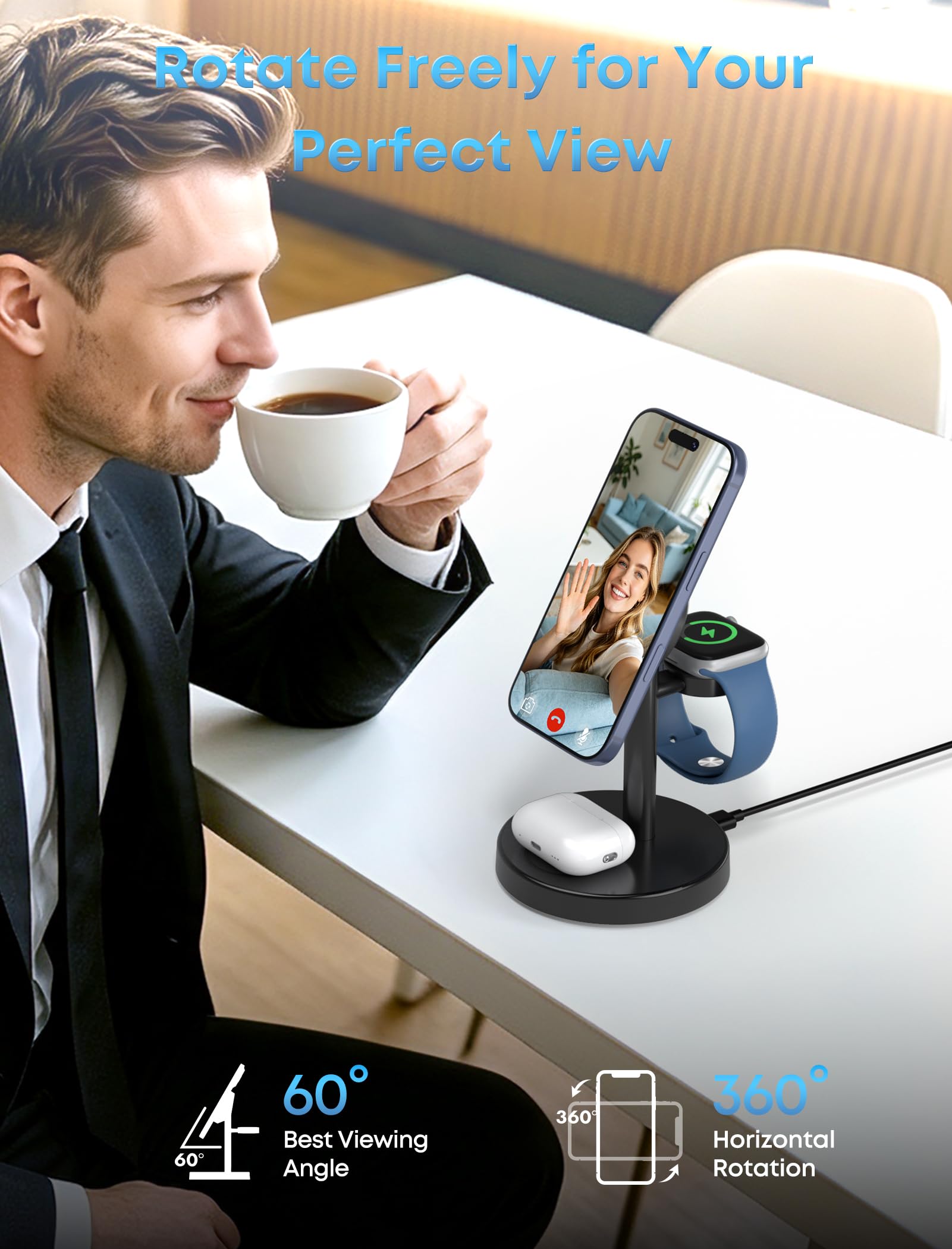 Aeinidi 25W 3 in 1 Wireless Fast Charging Station for Apple MagSafe Ch - View 9