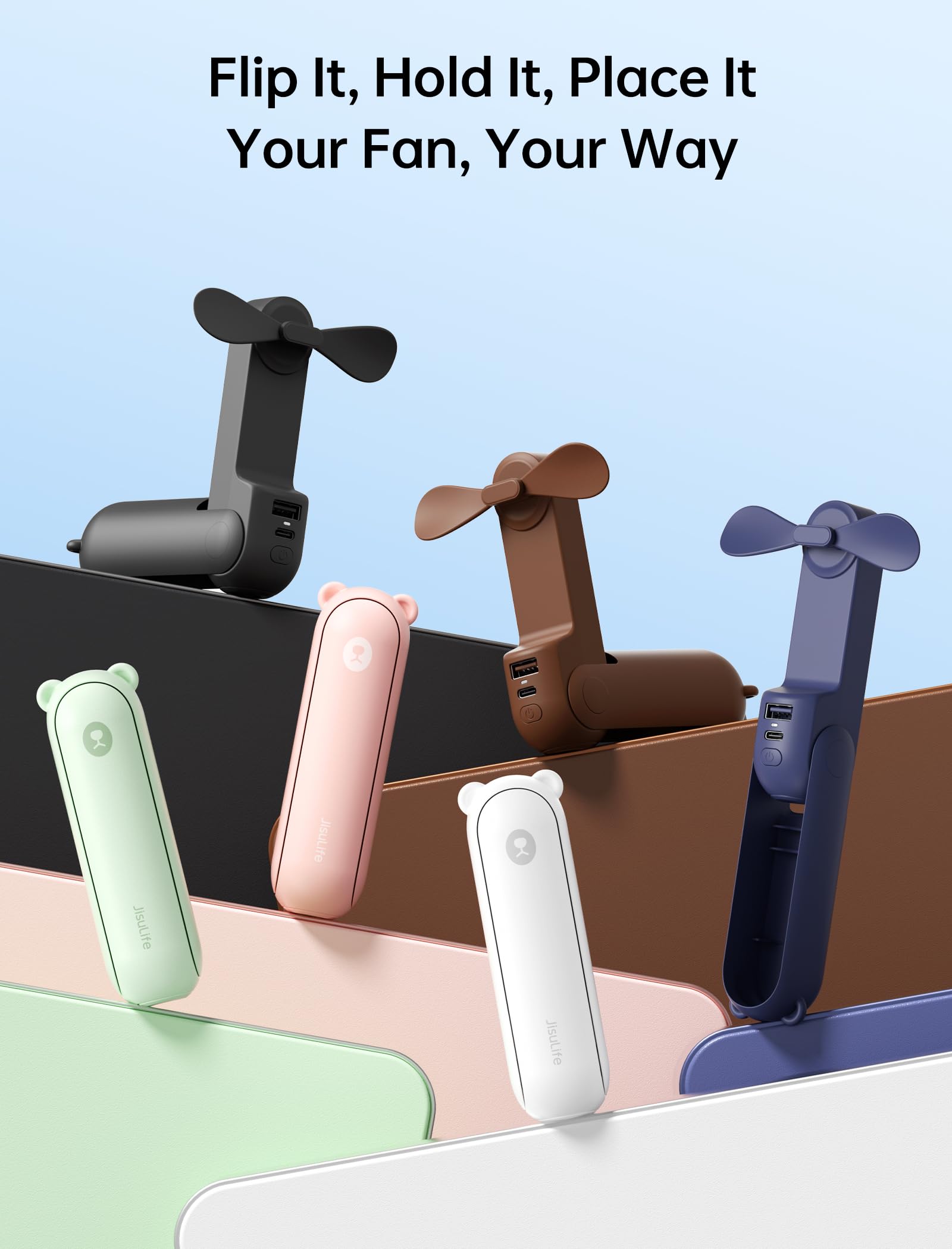 JISULIFE 3 IN 1 Portable Fan with Power Bank & Flashlight Feature by JISULIFE - Angle View 4