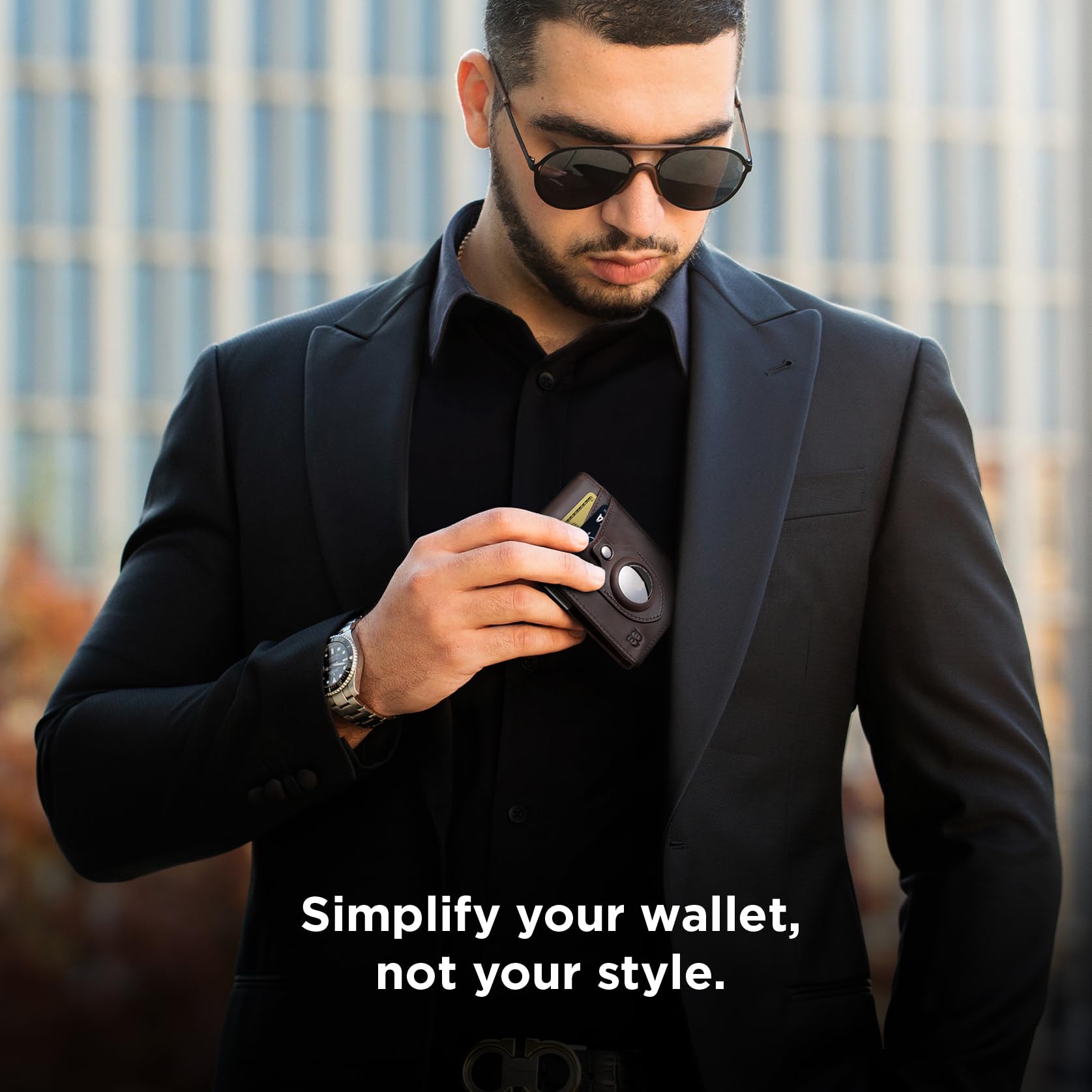 SERMAN BRANDS AirTag Wallet – RFID Blocking Slim Leather Money Clip