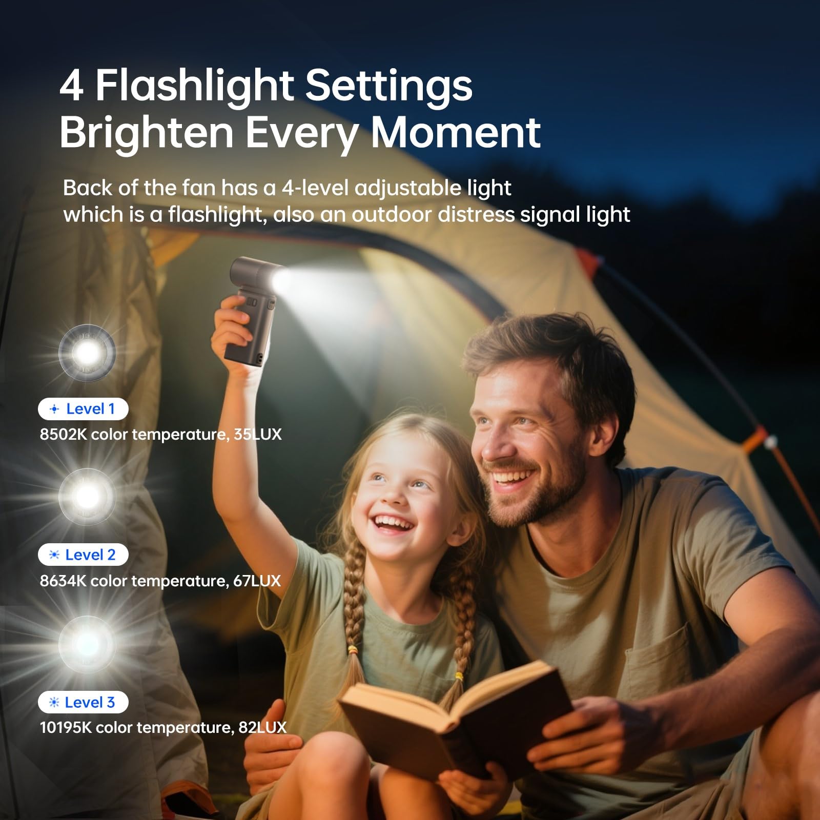 JISULIFE Portable Handheld Fan Ultra2 9000mAh Max 25 Hrs, 3 IN 1, by JISULIFE - Angle View 5