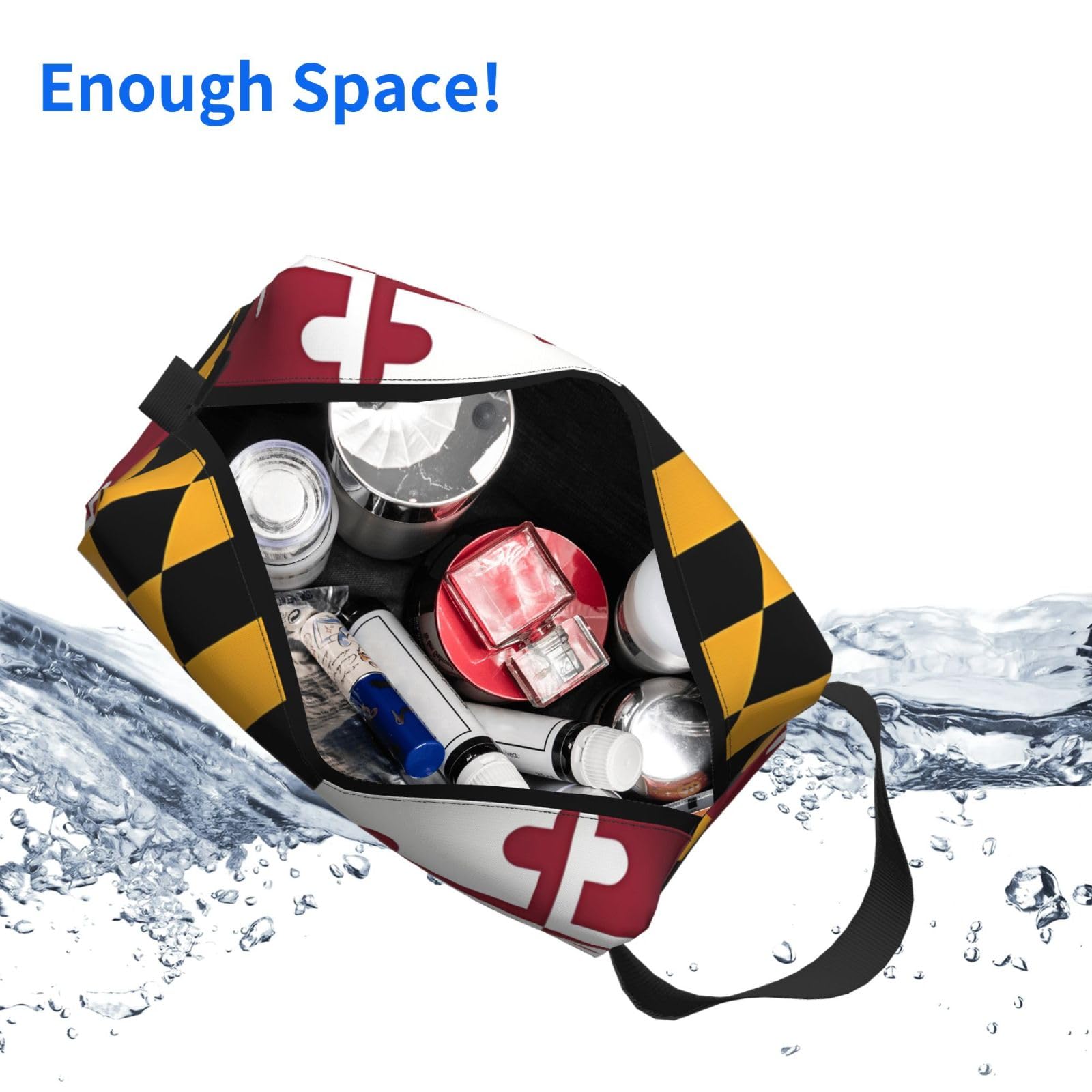 SXZVVBN Flag of Maryland Large Capacity Travel Toiletry Bag Durable Oxford Cloth Makeup Organizer Cosmetic Pouch