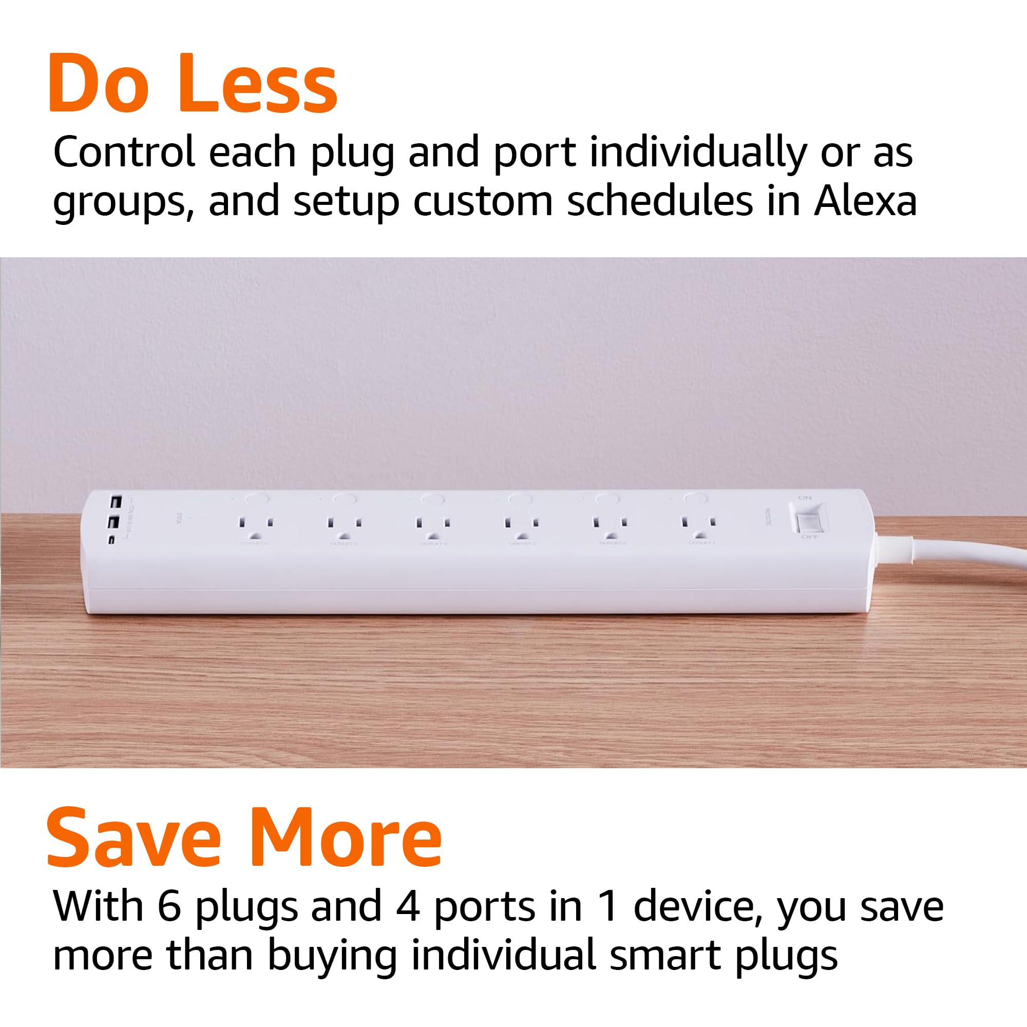 Amazon Basics Smart Plug Power Strip with 6 Individually Controll - Amazon Basics Official Product View 6