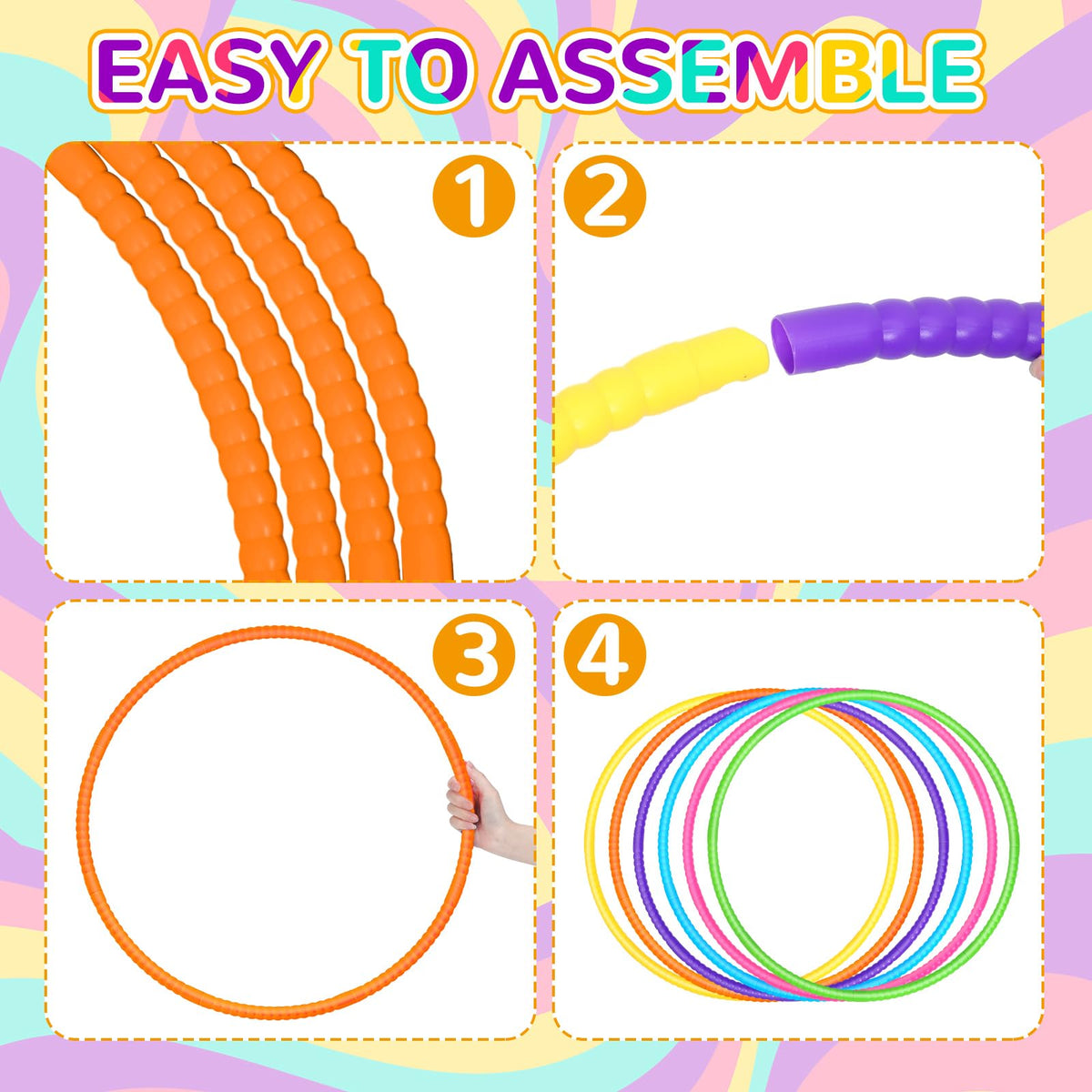 6 Pack Exercise Hoops Detachable Snap 32 Inch Simple Colors - Sratte Official Imagery - 4