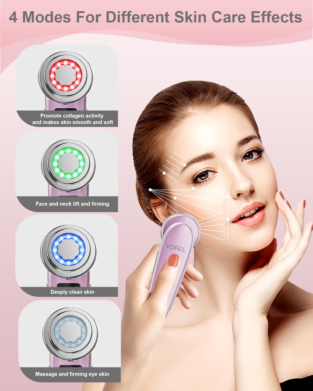 Face Massager Electric Face Lifting 4 in 1 Facial Massager - VOFEL Official Imagery - 3
