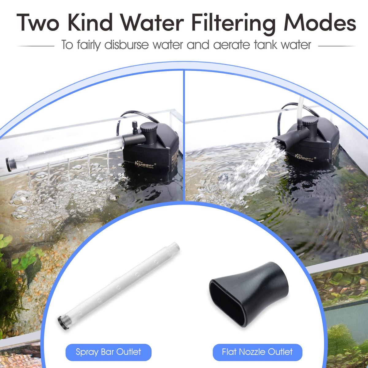 hygger Aquarium Internal Filter 170GPH Silent Power Filter - hygger Official Imagery - 5