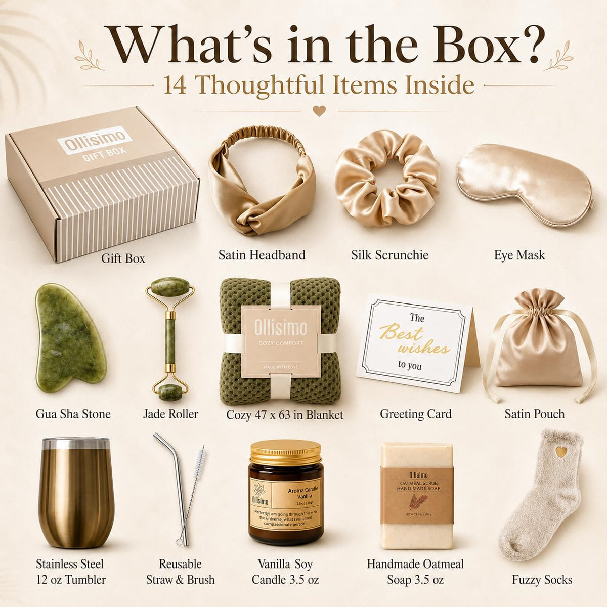 Luxury Spa Gift Basket for Women Self Care Kit Hug in a Box - Ollisimo Official Imagery - 3