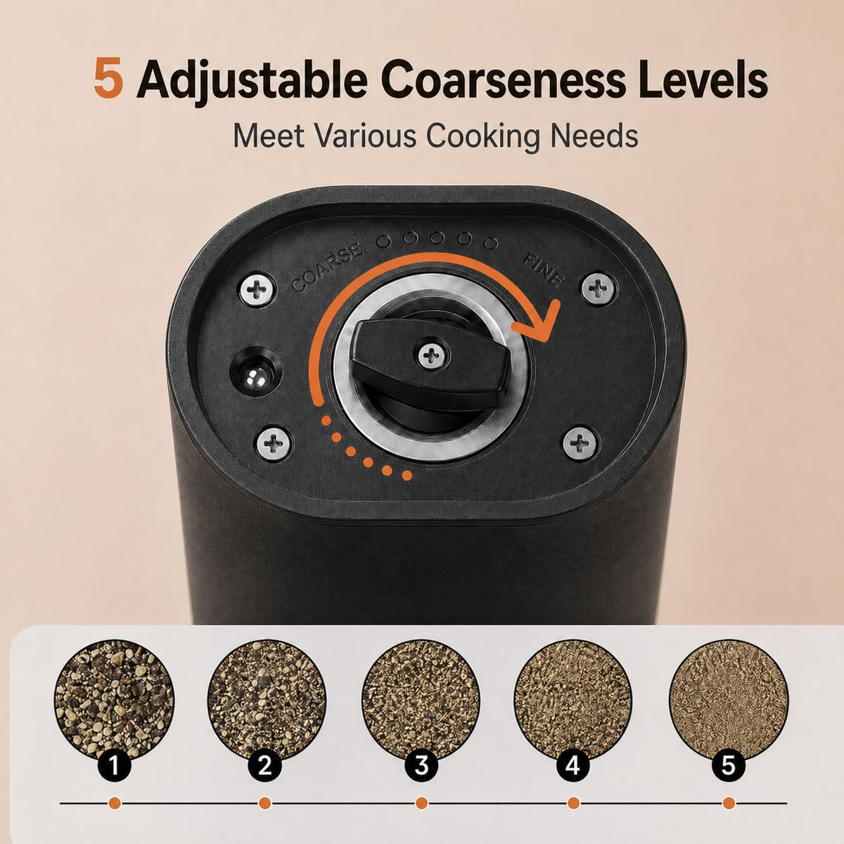 Electric Salt and Pepper Grinder Set Rechargeable Automatic - FRTONYI Official Imagery - 5