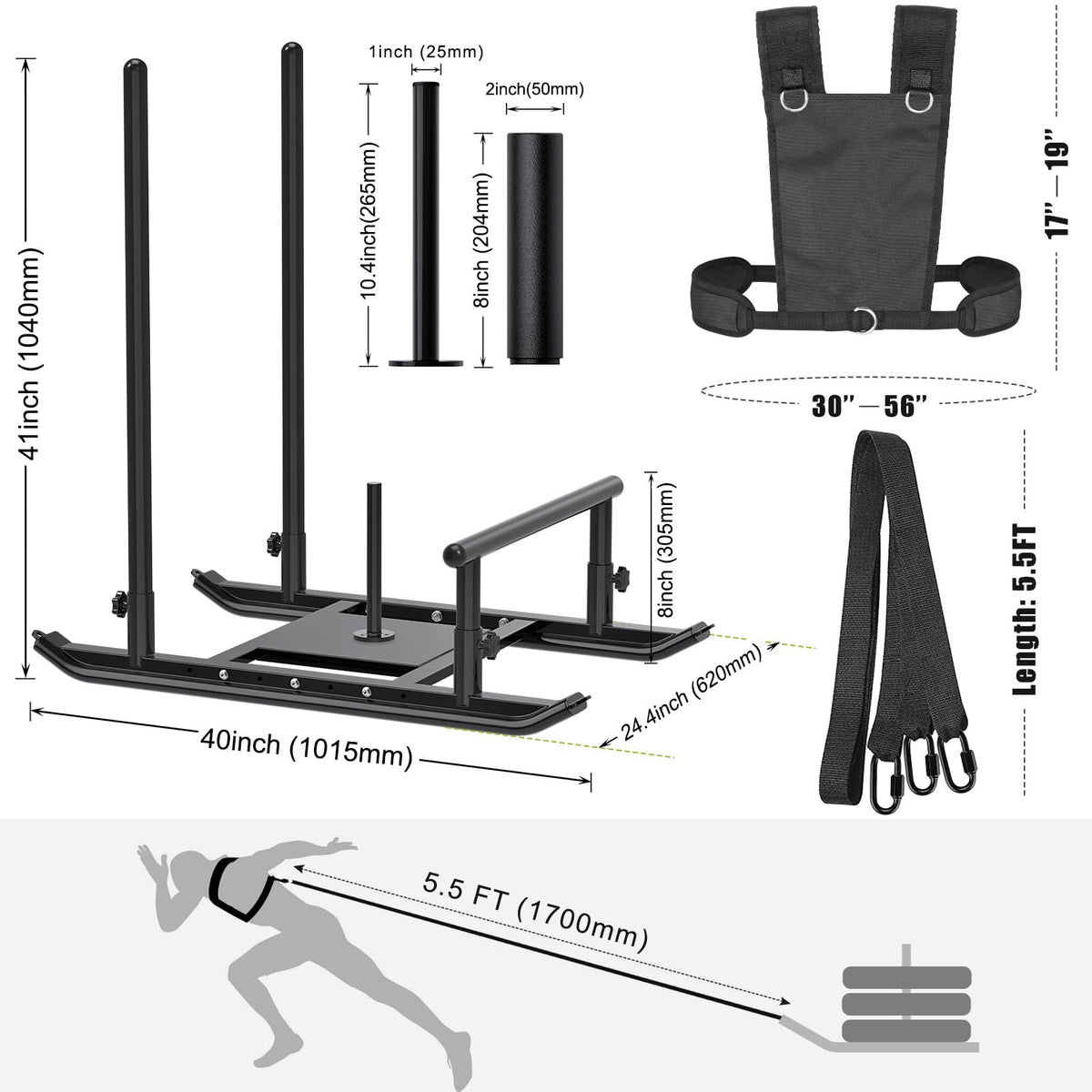 Weight Sled Fitness Sled Workout Sled for Fitness Strength - Dolibest Official Imagery - 8