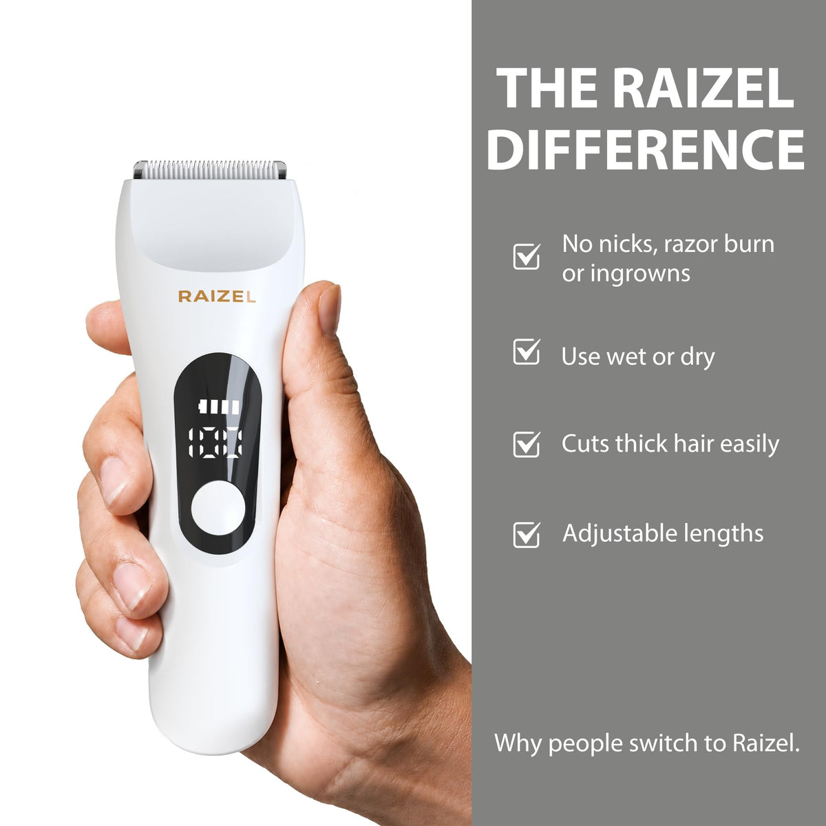 RAIZEL Body Hair Trimmer for Women IPX7 Waterproof Ceramic - RAIZEL Official Imagery - 6